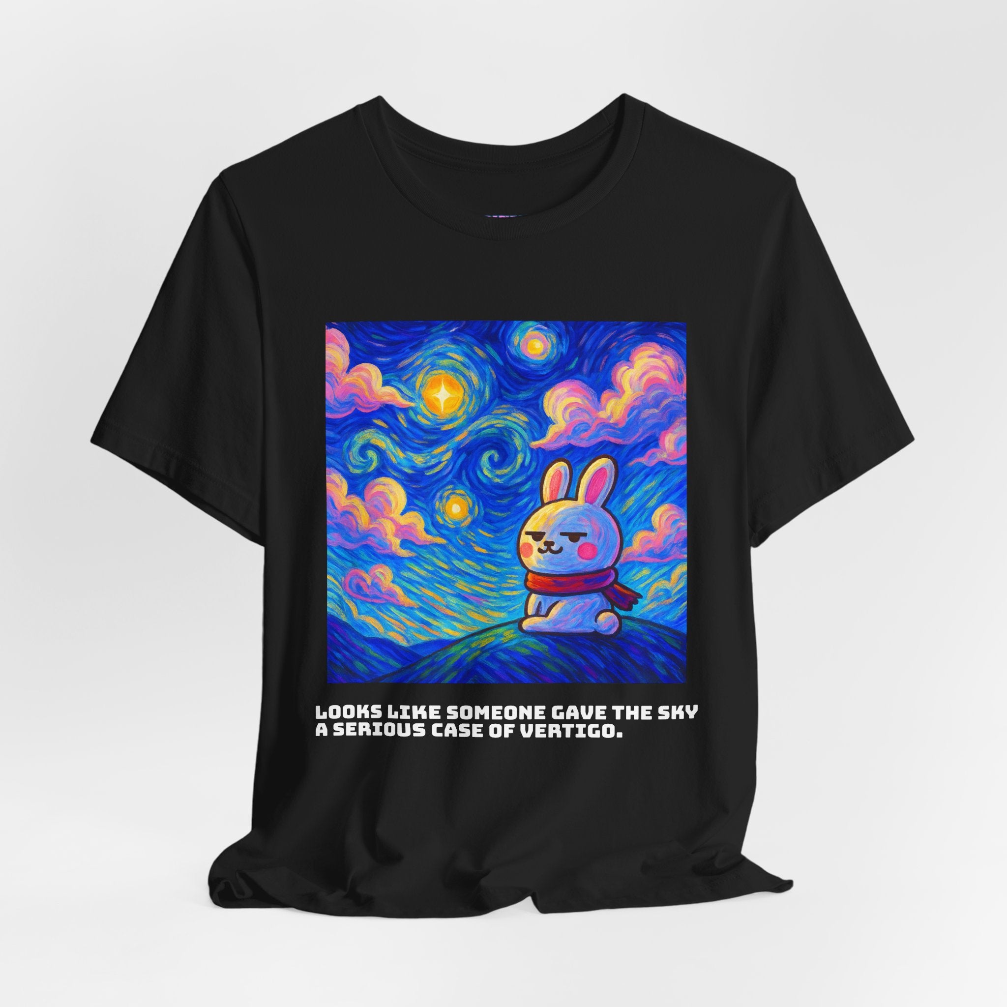 Capymo Family Starry Sky Night Vibrant Bunny Graphic Tee, Fun and Whimsical Short Sleeve Shirt, Perfect for Family Gatherings, Easter, or Everyday Wear