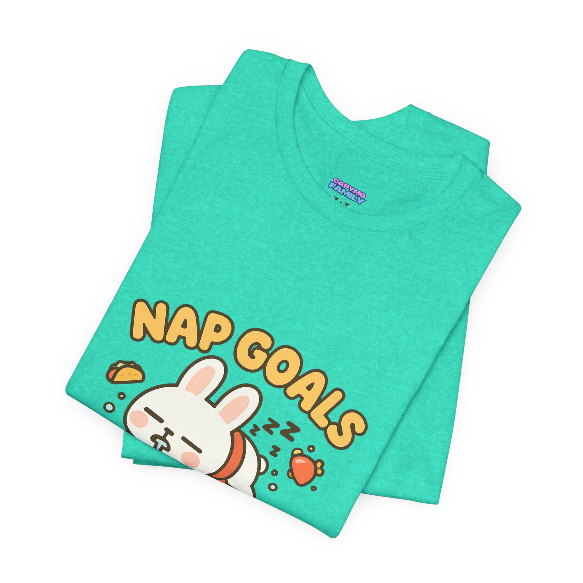 Capymo Family Kawaii Bunny Soft Cotton T-Shirt – "Nap Goals" "Toto" The Bunny Cute Tee (Unisex)
