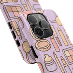 Capymo Family Kawaii Makeup Phone Case – Cute Girly iPhone Cover with Cosmetic Beauty Pattern