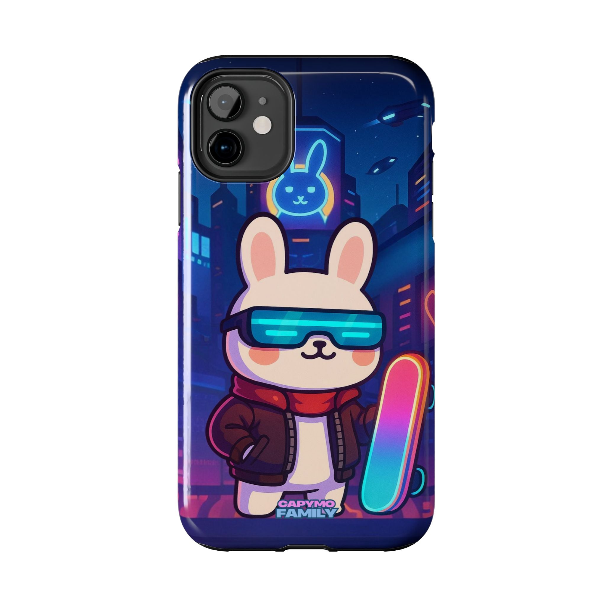 Capymo Family Cute Cartoon Bunny Tough Phone Case –Cyberpunk Bunny "Toto" Phone Case