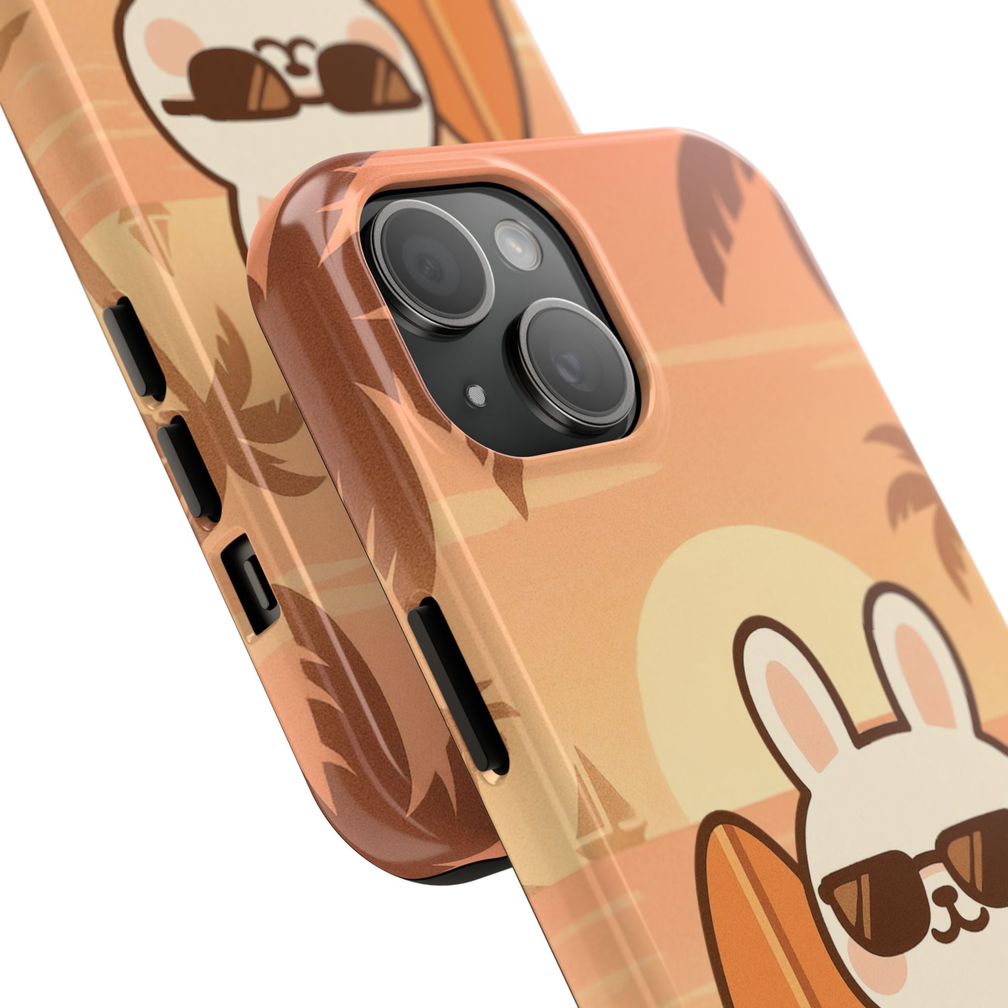 Capymo Family Sunset Surf Bunny Phone Case – Tropical Beach Skateboard Bunny "Toto" Phone Case