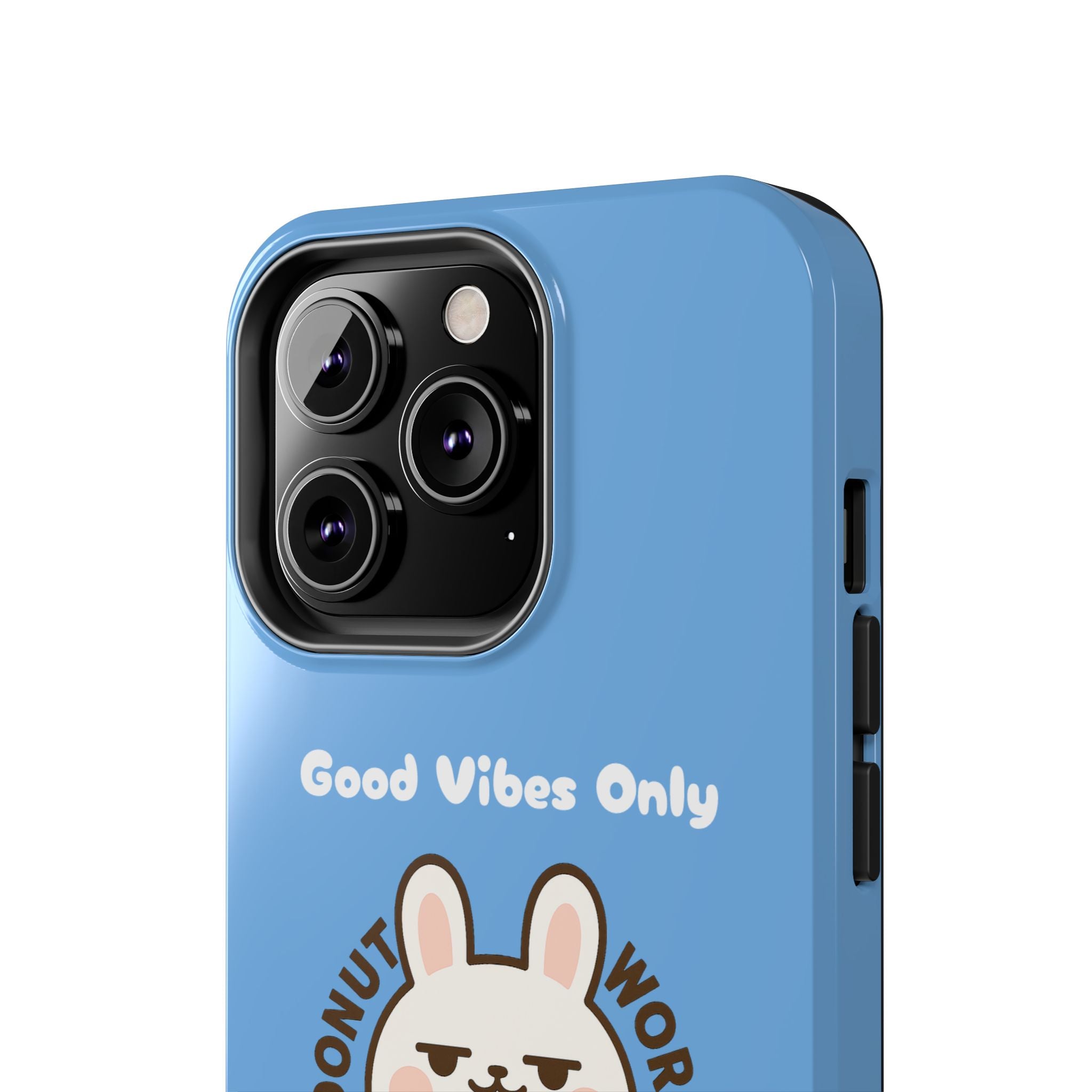 Capymo Family “Donut Worry, Be Soft” Phone Case – Cute Bunny & Donut Positive Vibes Cover