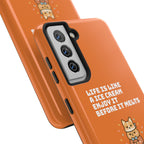 Capymo Family Ice Cream Cat Quote Phone Case – Cute Orange iPhone Cover with Motivational Saying