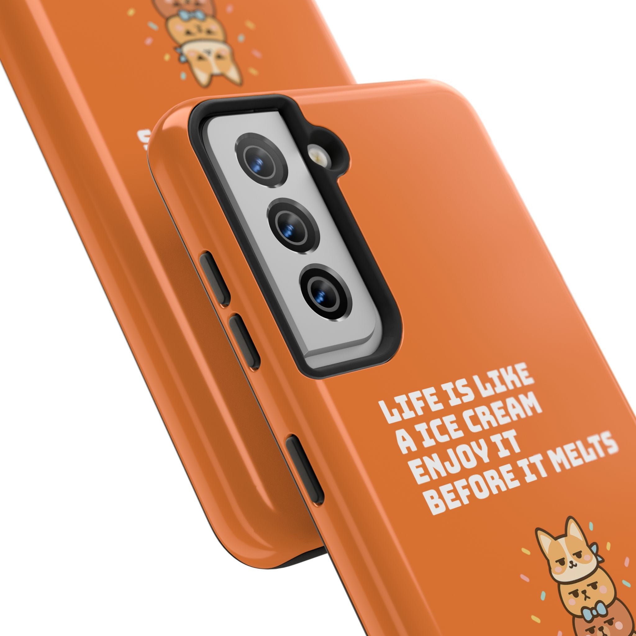Capymo Family Ice Cream Cat Quote Phone Case – Cute Orange iPhone Cover with Motivational Saying