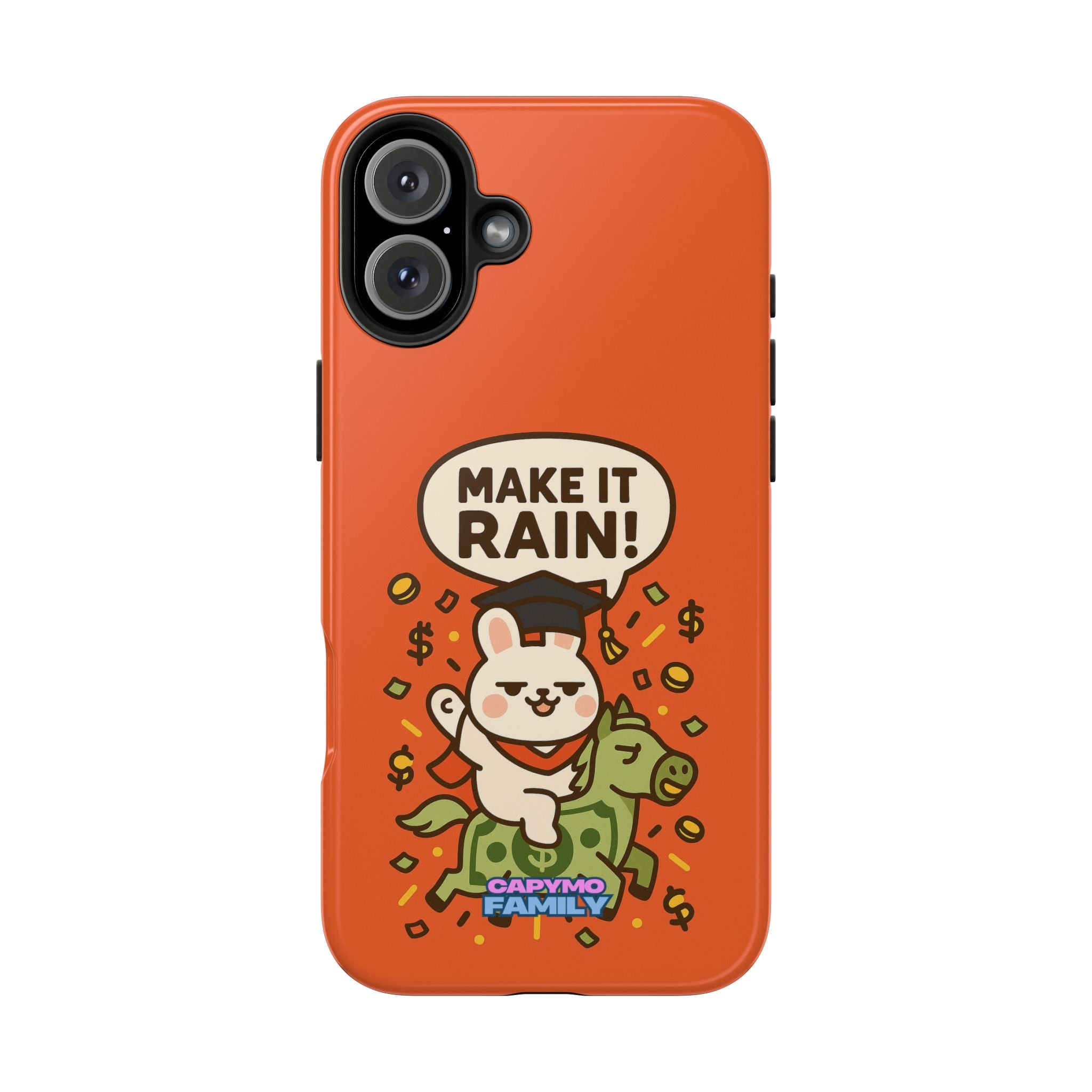 Capymo Family Playful Cute Cartoon Bunny Tough Phone Case –"Make It Rain" Bunny "Toto" Phone Case