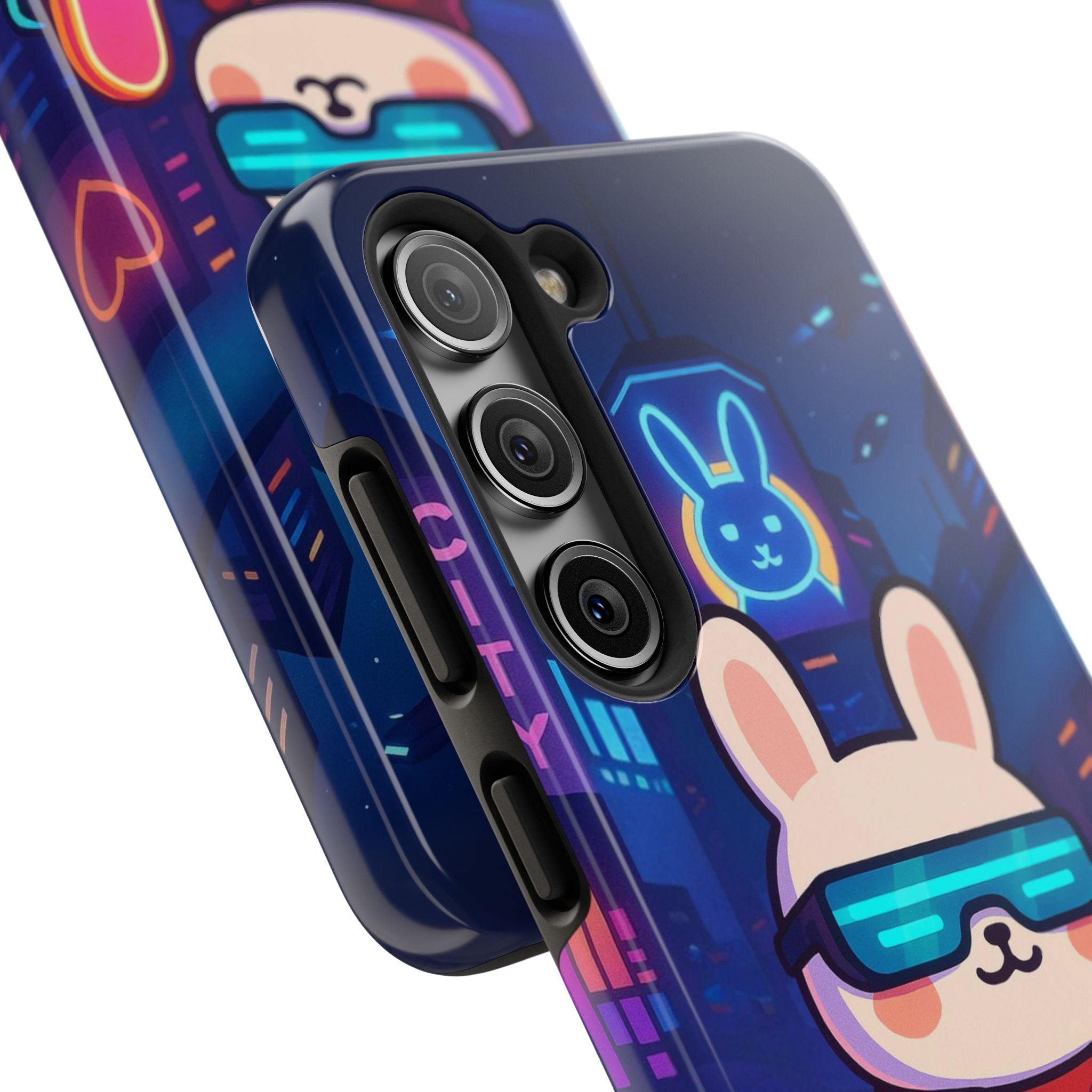 Capymo Family Cute Cartoon Bunny Tough Phone Case –Cyberpunk Bunny "Toto" Phone Case