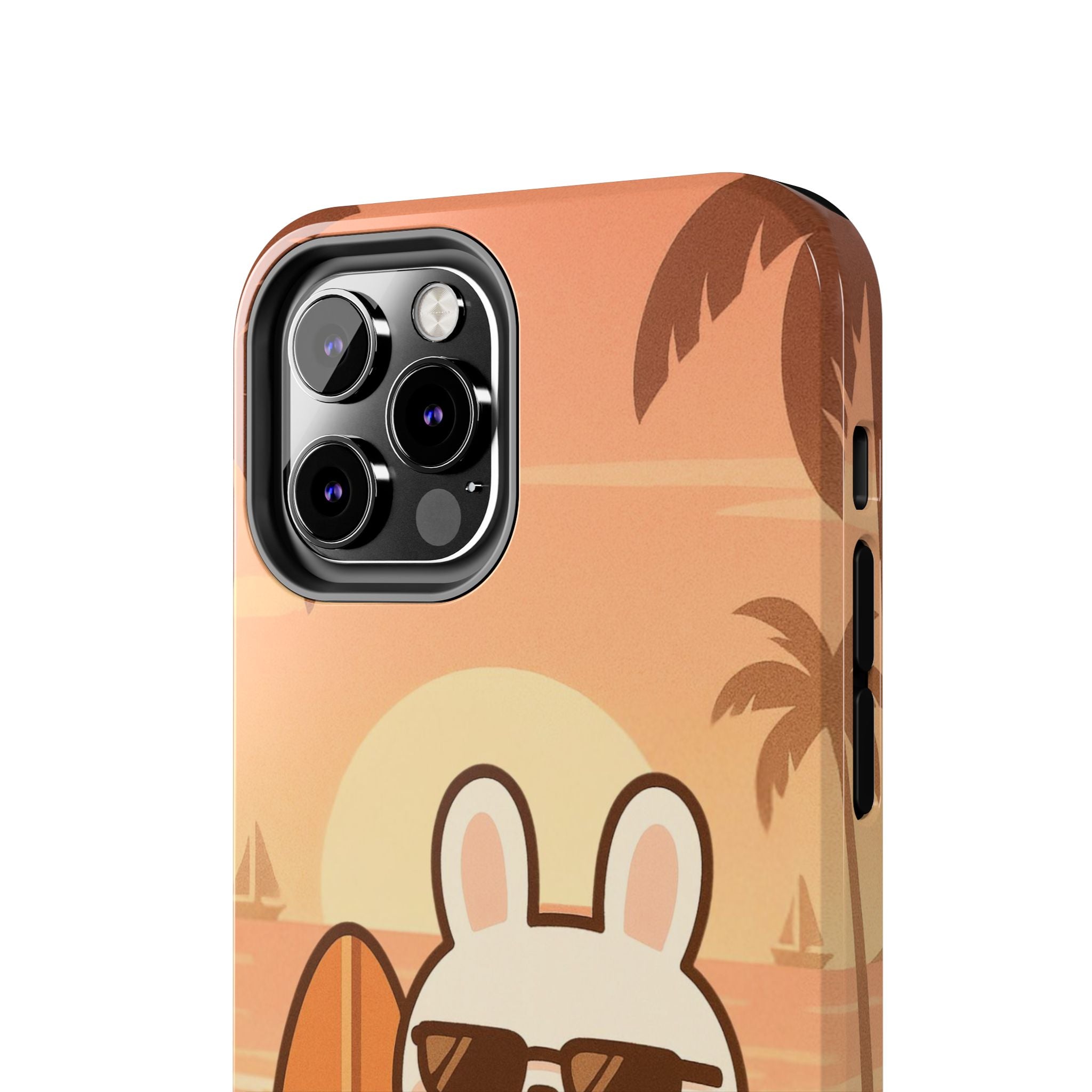 Capymo Family Sunset Surf Bunny Phone Case – Tropical Beach Skateboard Bunny "Toto" Phone Case