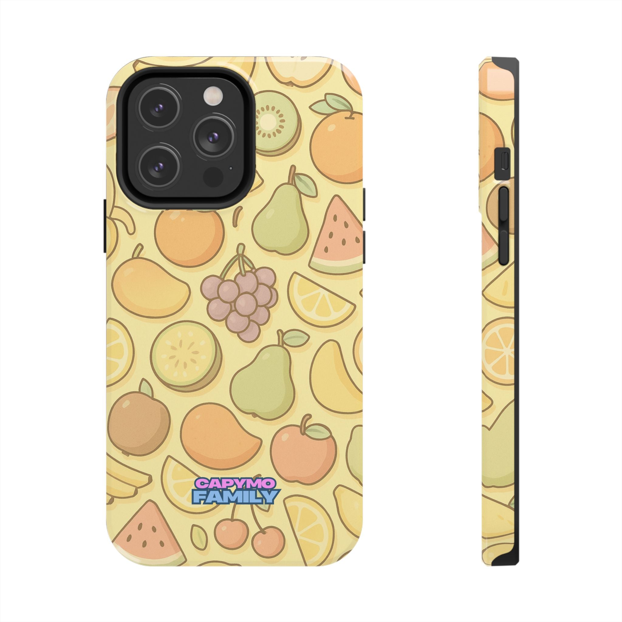 Capymo Family Kawaii Fruit Phone Case – Cute Aesthetic iPhone Cover with Citrus & Summer Vibes