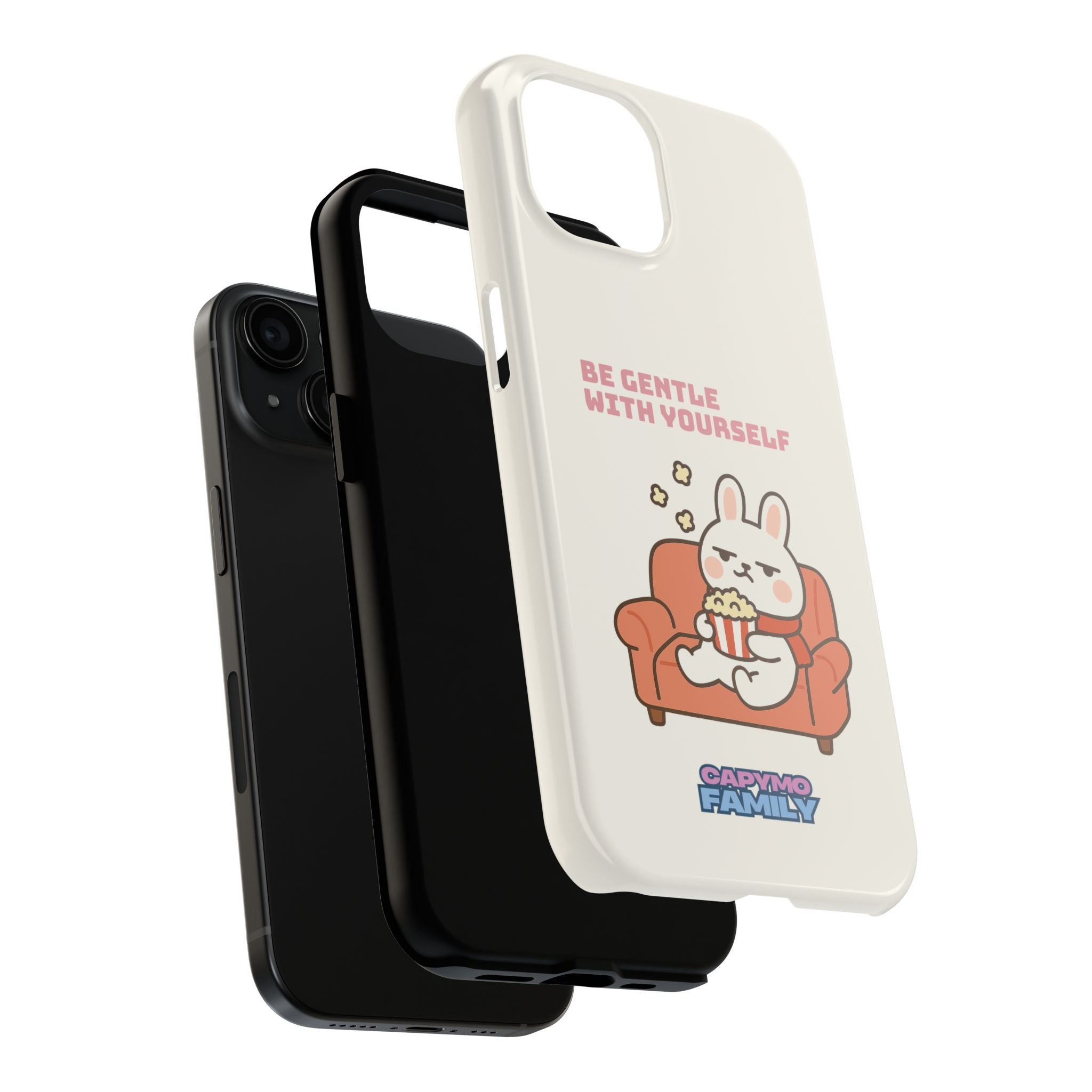 Capymo Family “Be Gentle With Yourself” Phone Case – Cozy Bunny Self-Care Quote Cover