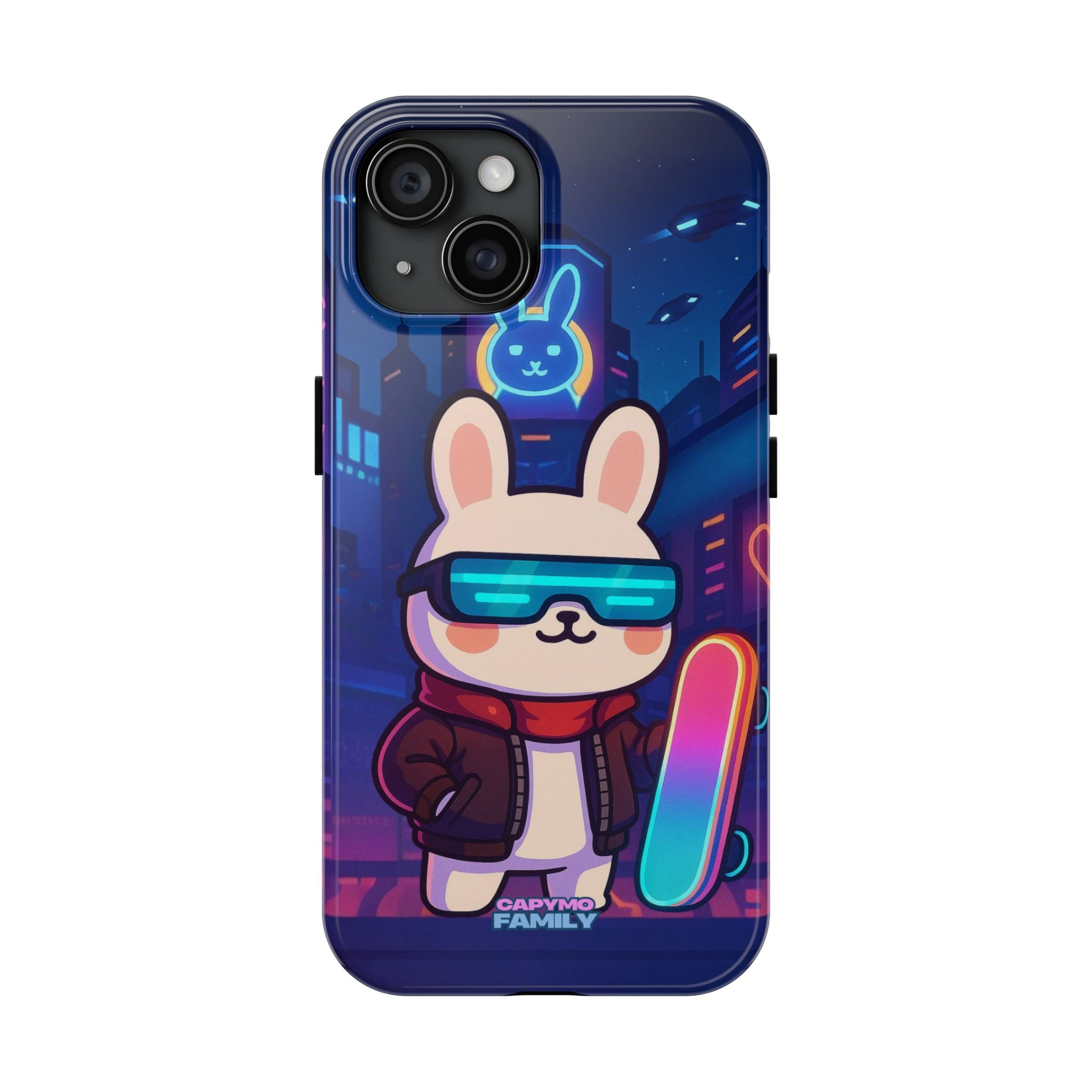 Capymo Family Cute Cartoon Bunny Tough Phone Case –Cyberpunk Bunny "Toto" Phone Case