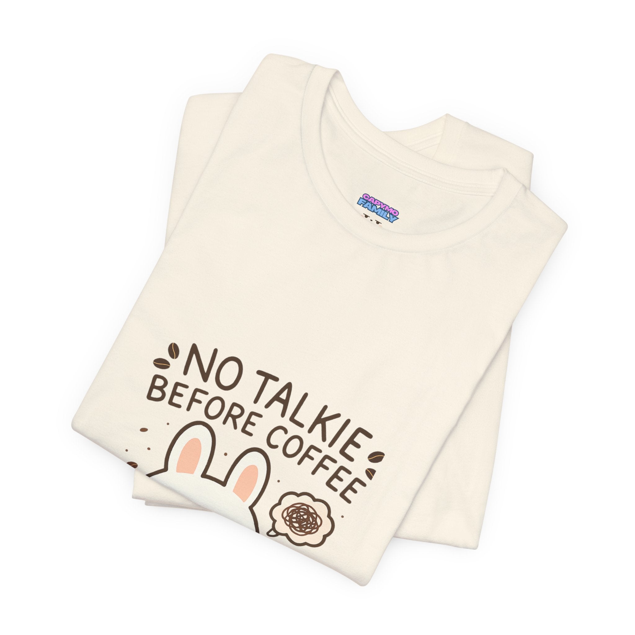 Capymo Family Kawaii Bunny Soft Cotton T-Shirt – "No Talkie Before Coffee" "Toto" The Bunny Cute Tee (Unisex)