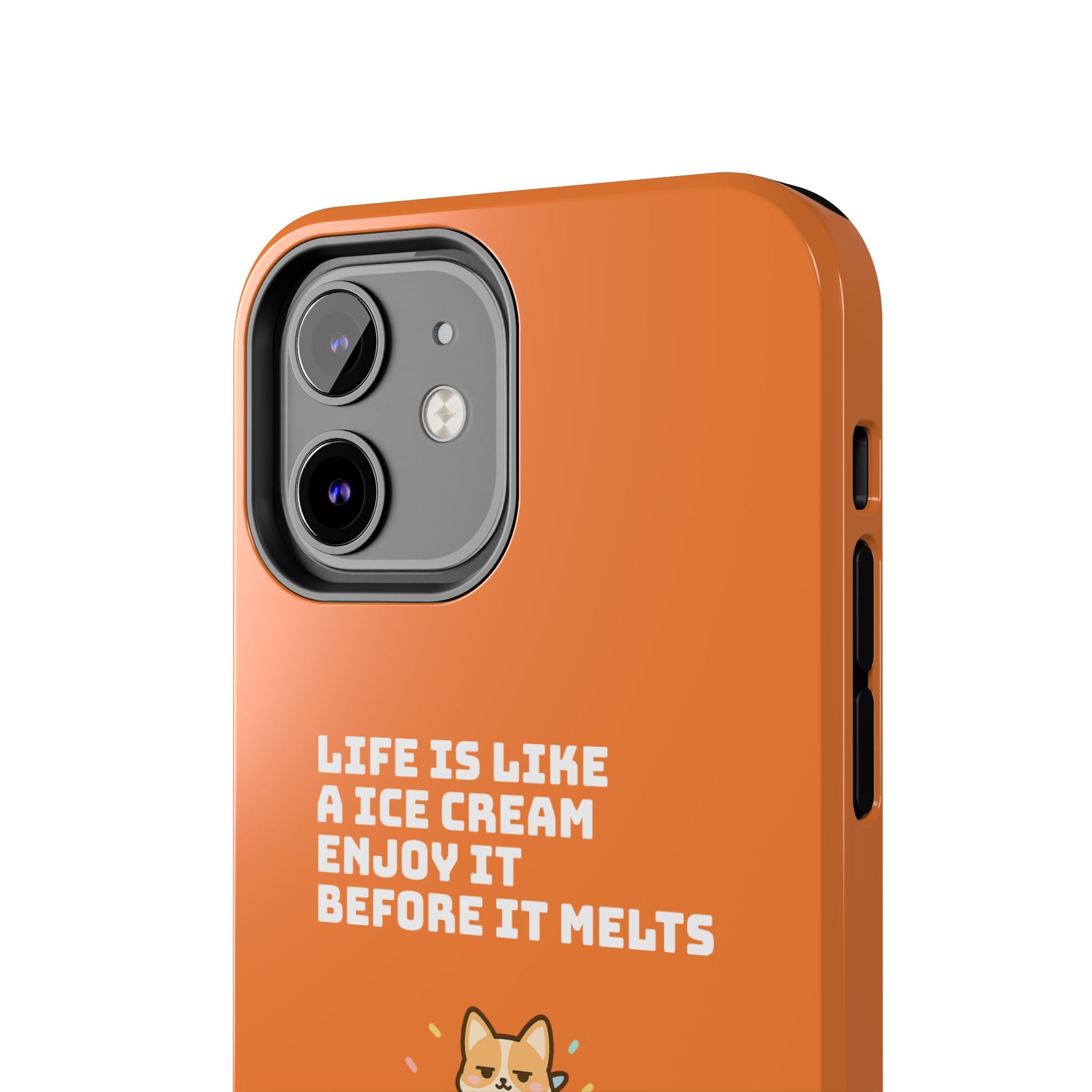 Capymo Family Ice Cream Cat Quote Phone Case – Cute Orange iPhone Cover with Motivational Saying