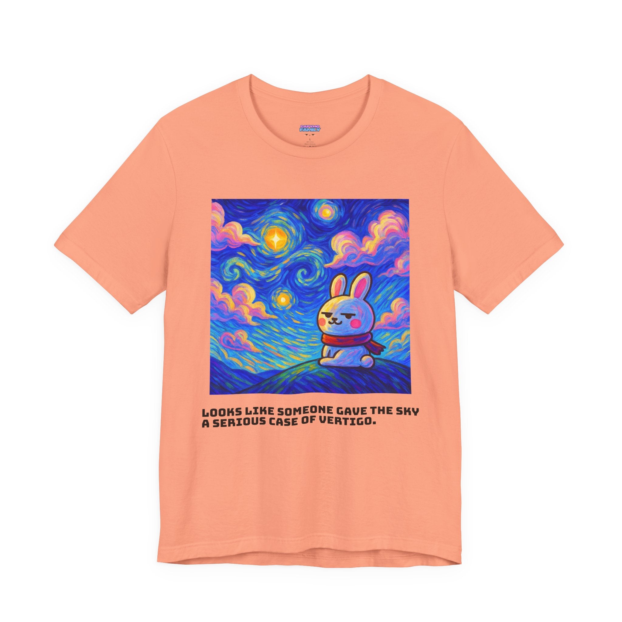 Capymo Family Starry Sky Night Vibrant Bunny Graphic Tee, Fun and Whimsical Short Sleeve Shirt, Perfect for Family Gatherings, Easter, or Everyday Wear