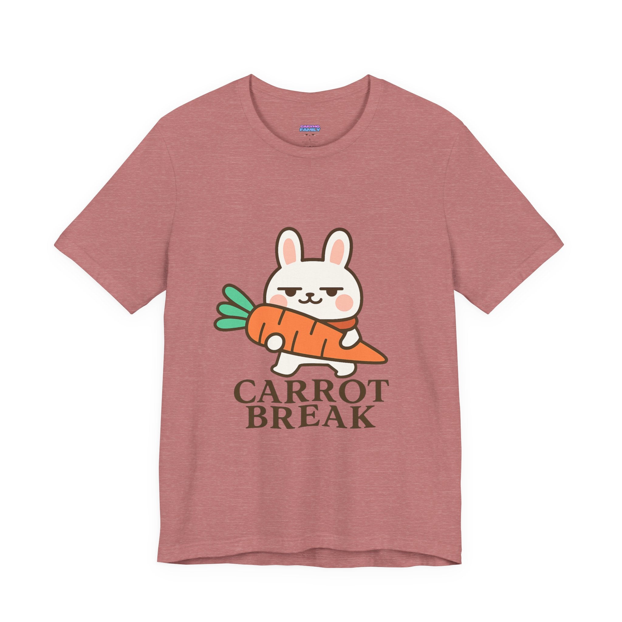 capymo Family Cute Carrot Break Bunny Tee - Unisex Jersey Short Sleeve Tee, Funny Animal Shirt, Spring Gift, Cute Graphic Tee, Gift for Bunny Lovers