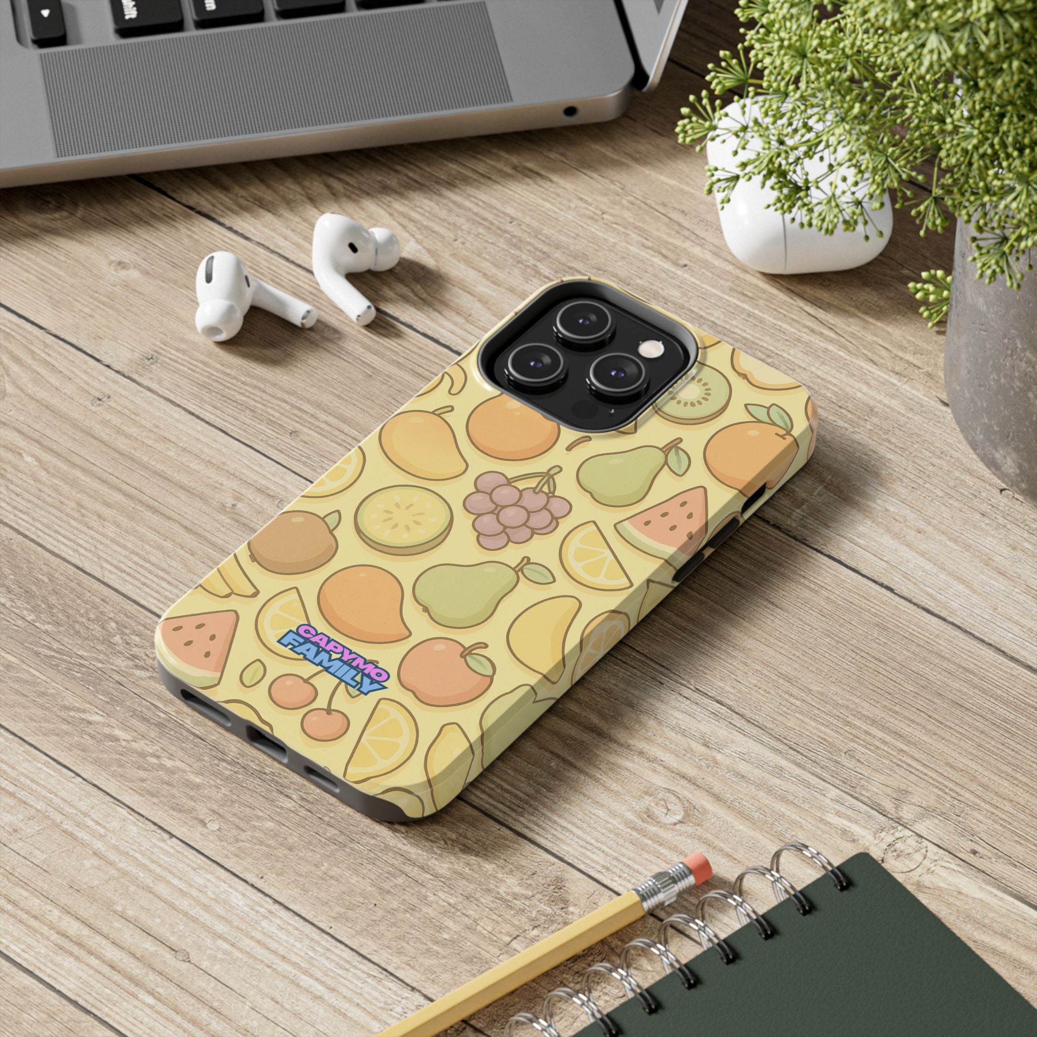 Capymo Family Kawaii Fruit Phone Case – Cute Aesthetic iPhone Cover with Citrus & Summer Vibes