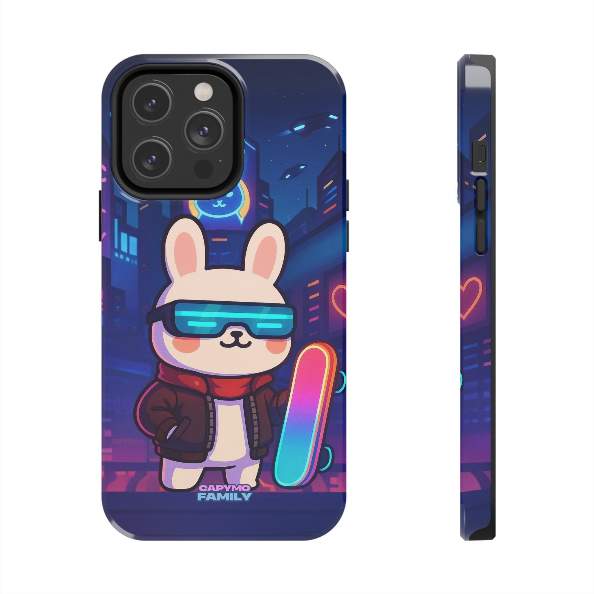 Capymo Family Cute Cartoon Bunny Tough Phone Case –Cyberpunk Bunny "Toto" Phone Case