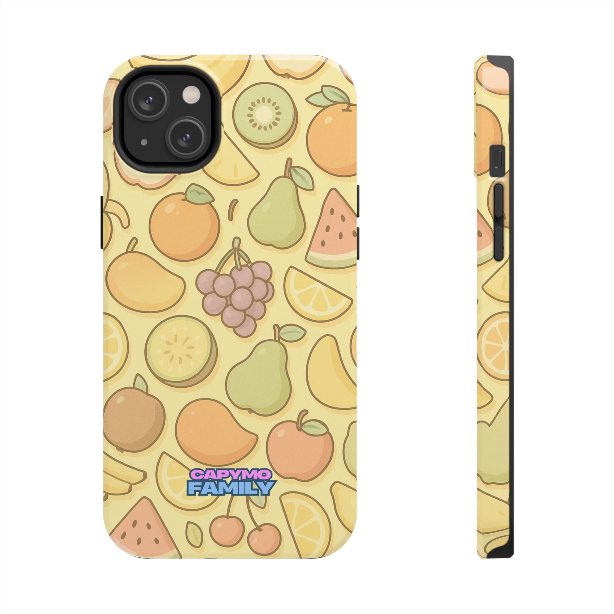 Capymo Family Kawaii Fruit Phone Case – Cute Aesthetic iPhone Cover with Citrus & Summer Vibes