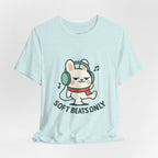 Capymo Family Cute Bunny Music Unisex Tee, Soft Beats Only, Gift for Music Lovers, Relaxed Fit T-Shirt, Animal Lover Apparel, Casual Wear