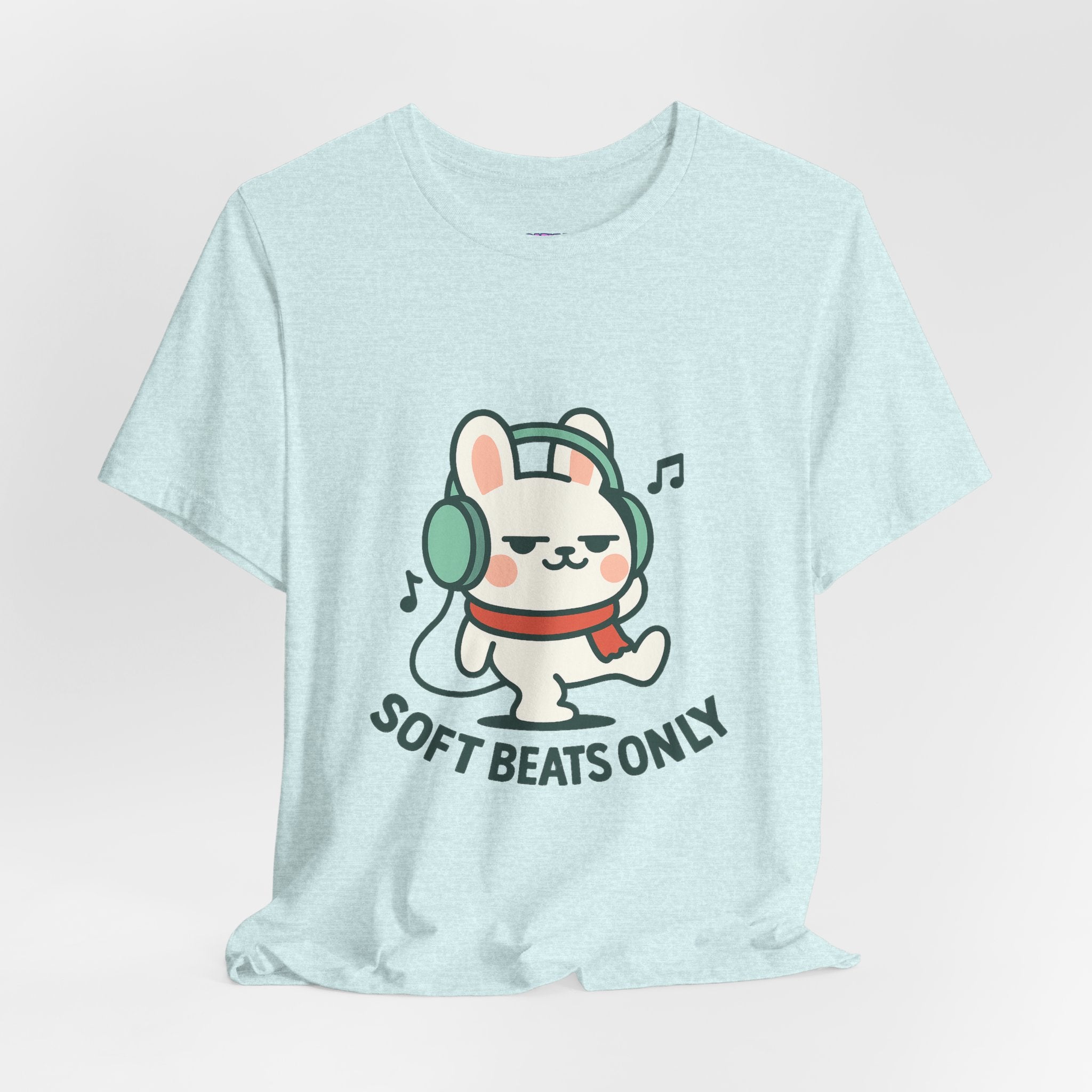 Capymo Family Cute Bunny Music Unisex Tee, Soft Beats Only, Gift for Music Lovers, Relaxed Fit T-Shirt, Animal Lover Apparel, Casual Wear
