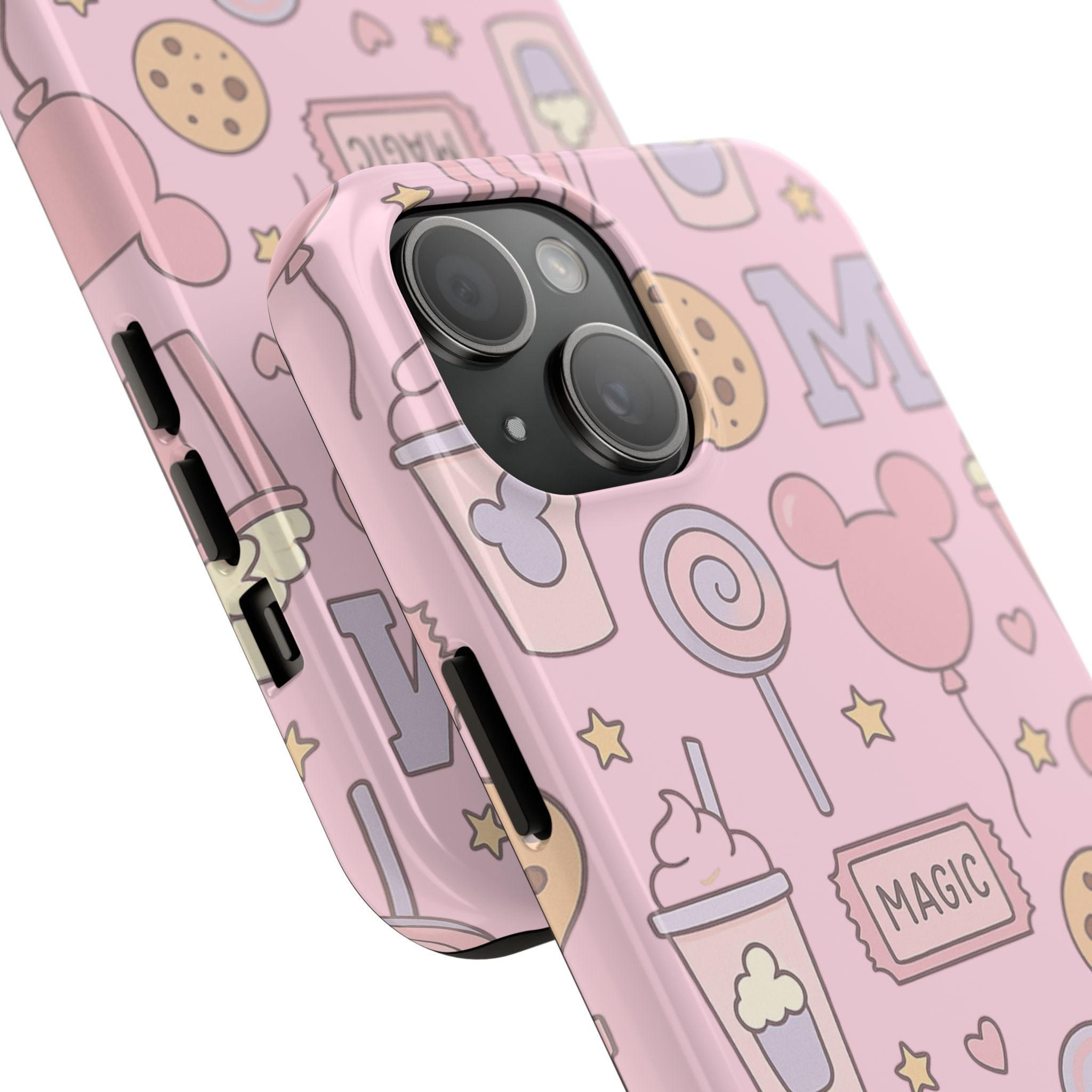 Capymo Family Kawaii Magic Snack Phone Case – Pastel Candy, Popcorn & Cookie Pattern Cover