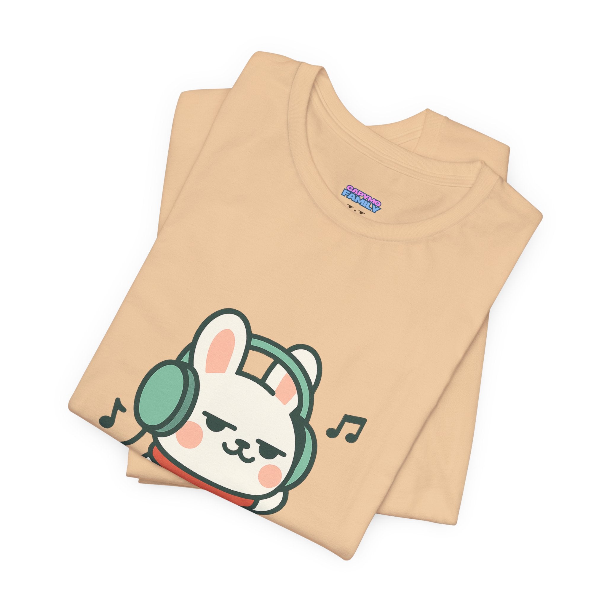 Capymo Family Cute Bunny Music Unisex Tee, Soft Beats Only, Gift for Music Lovers, Relaxed Fit T-Shirt, Animal Lover Apparel, Casual Wear