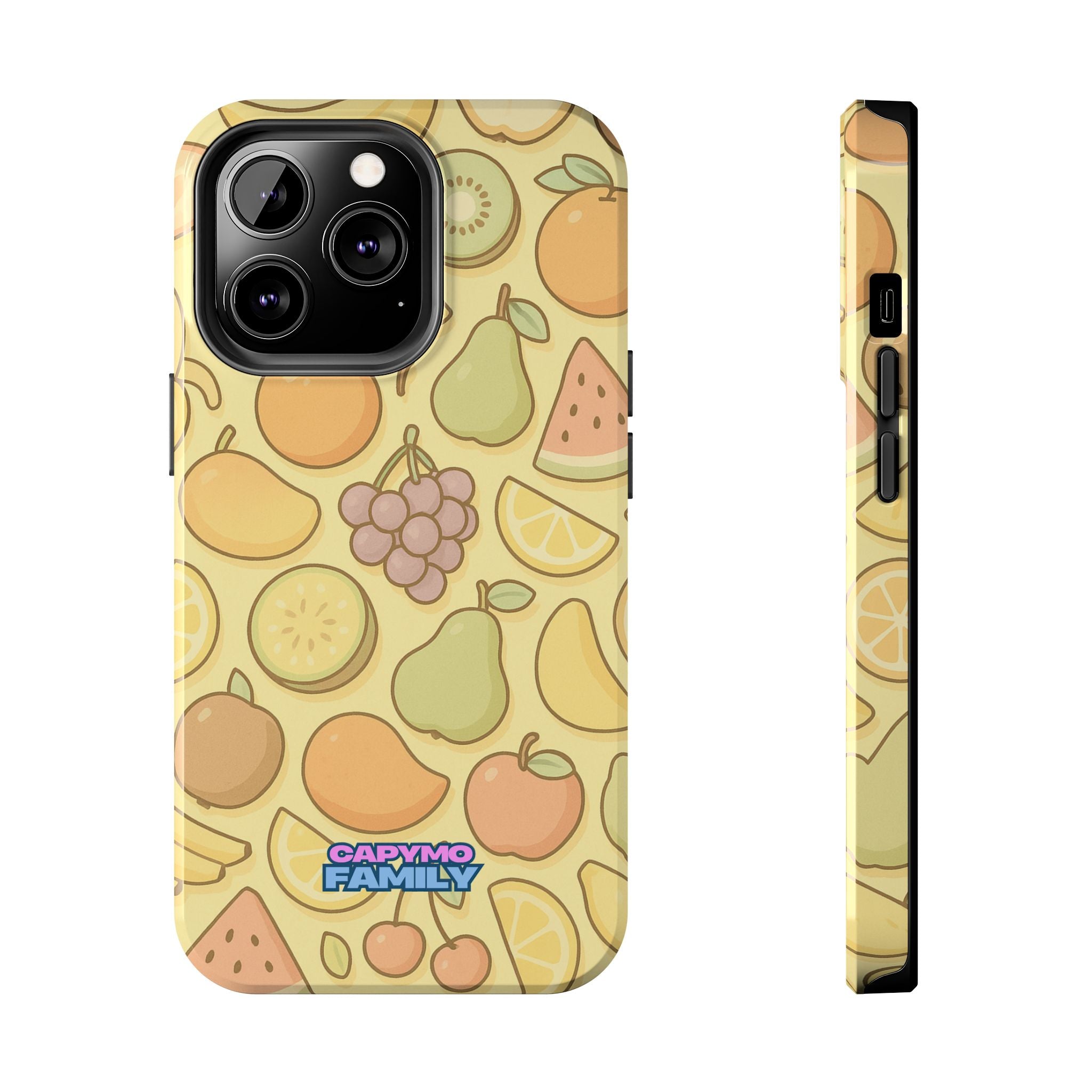 Capymo Family Kawaii Fruit Phone Case – Cute Aesthetic iPhone Cover with Citrus & Summer Vibes