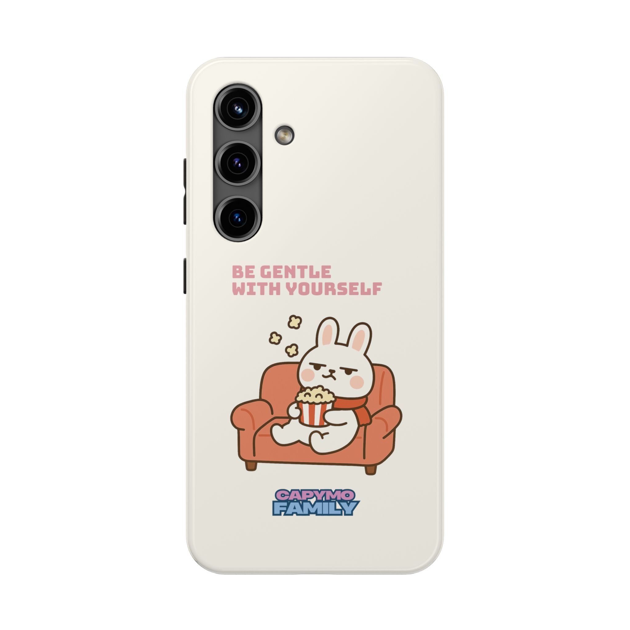 Capymo Family “Be Gentle With Yourself” Phone Case – Cozy Bunny Self-Care Quote Cover