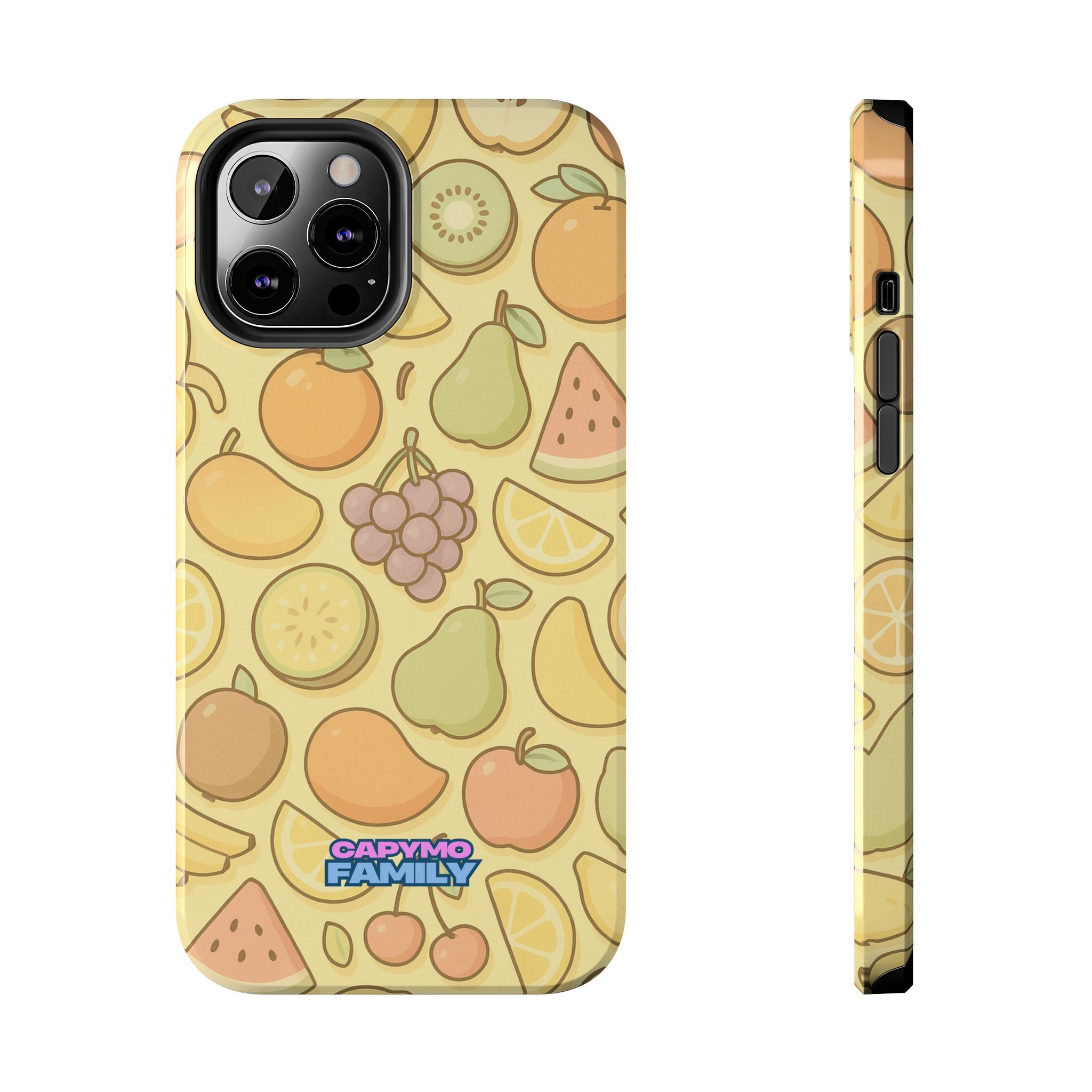 Capymo Family Kawaii Fruit Phone Case – Cute Aesthetic iPhone Cover with Citrus & Summer Vibes