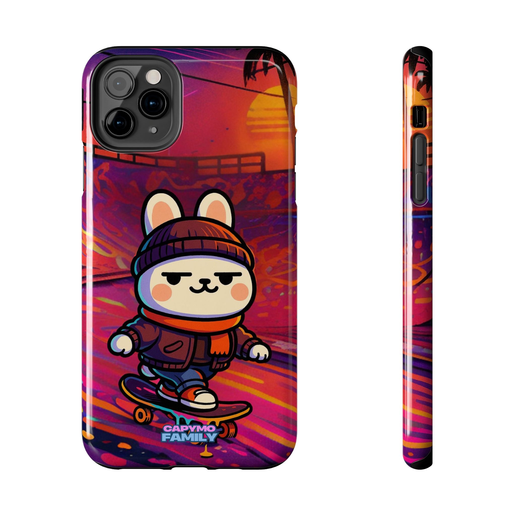 Capymo Family Sunset Skate Bunny Phone Case – Vibrant Skatepark Bunny "Toto" Phone Case