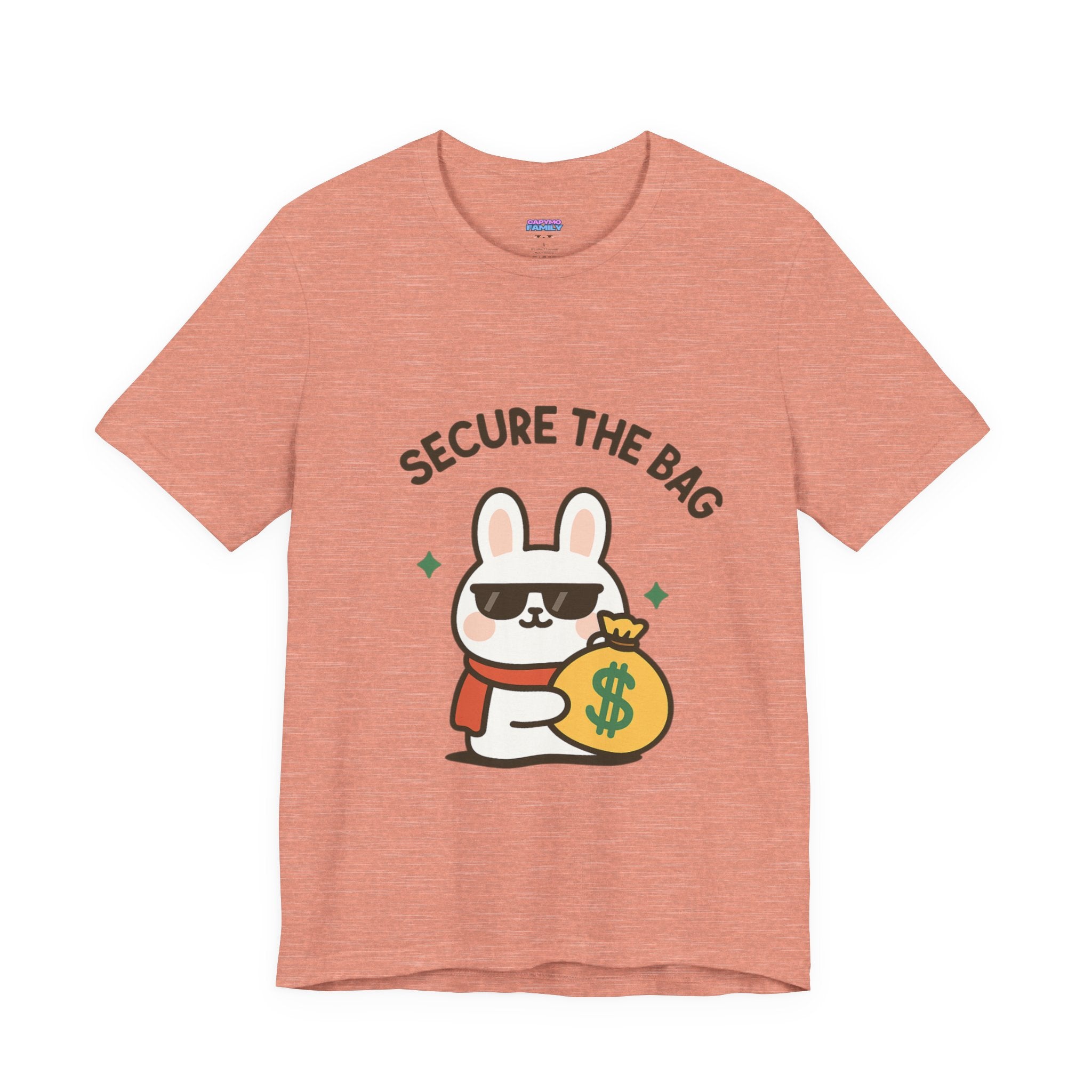 Capymo Family Kawaii Bunny Soft Cotton T-Shirt – "Secure the Bag" "Toto" The Bunny Cute Tee (Unisex)