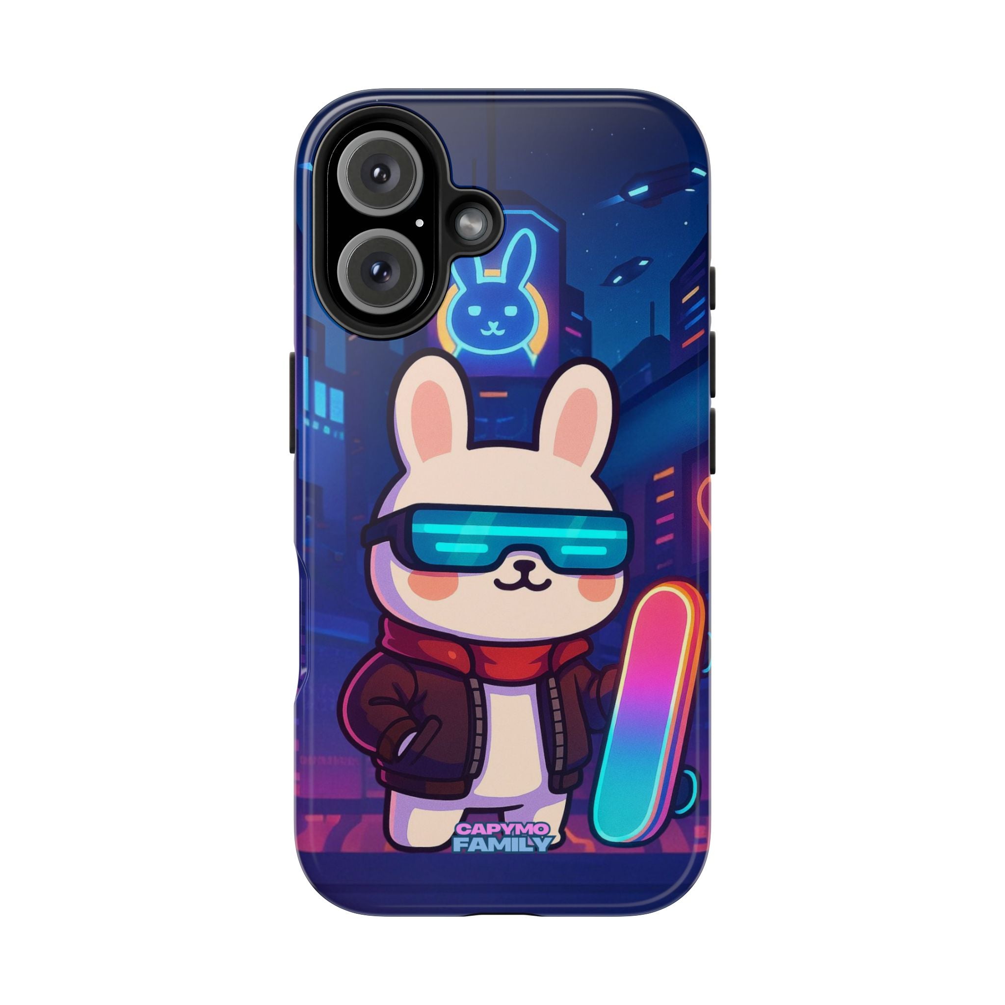 Capymo Family Cute Cartoon Bunny Tough Phone Case –Cyberpunk Bunny "Toto" Phone Case
