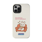 Capymo Family “Be Gentle With Yourself” Phone Case – Cozy Bunny Self-Care Quote Cover