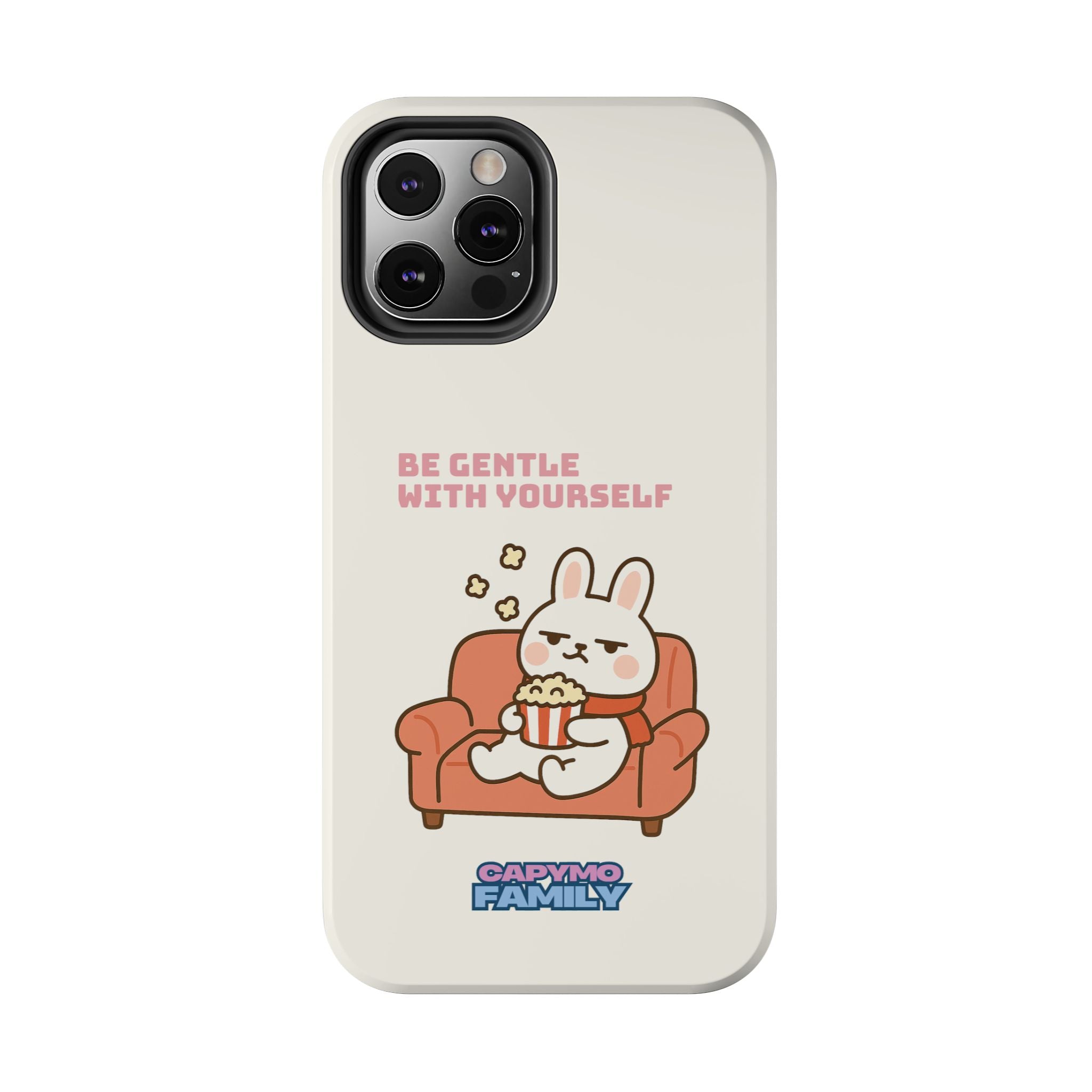 Capymo Family “Be Gentle With Yourself” Phone Case – Cozy Bunny Self-Care Quote Cover