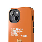 Capymo Family Ice Cream Cat Quote Phone Case – Cute Orange iPhone Cover with Motivational Saying