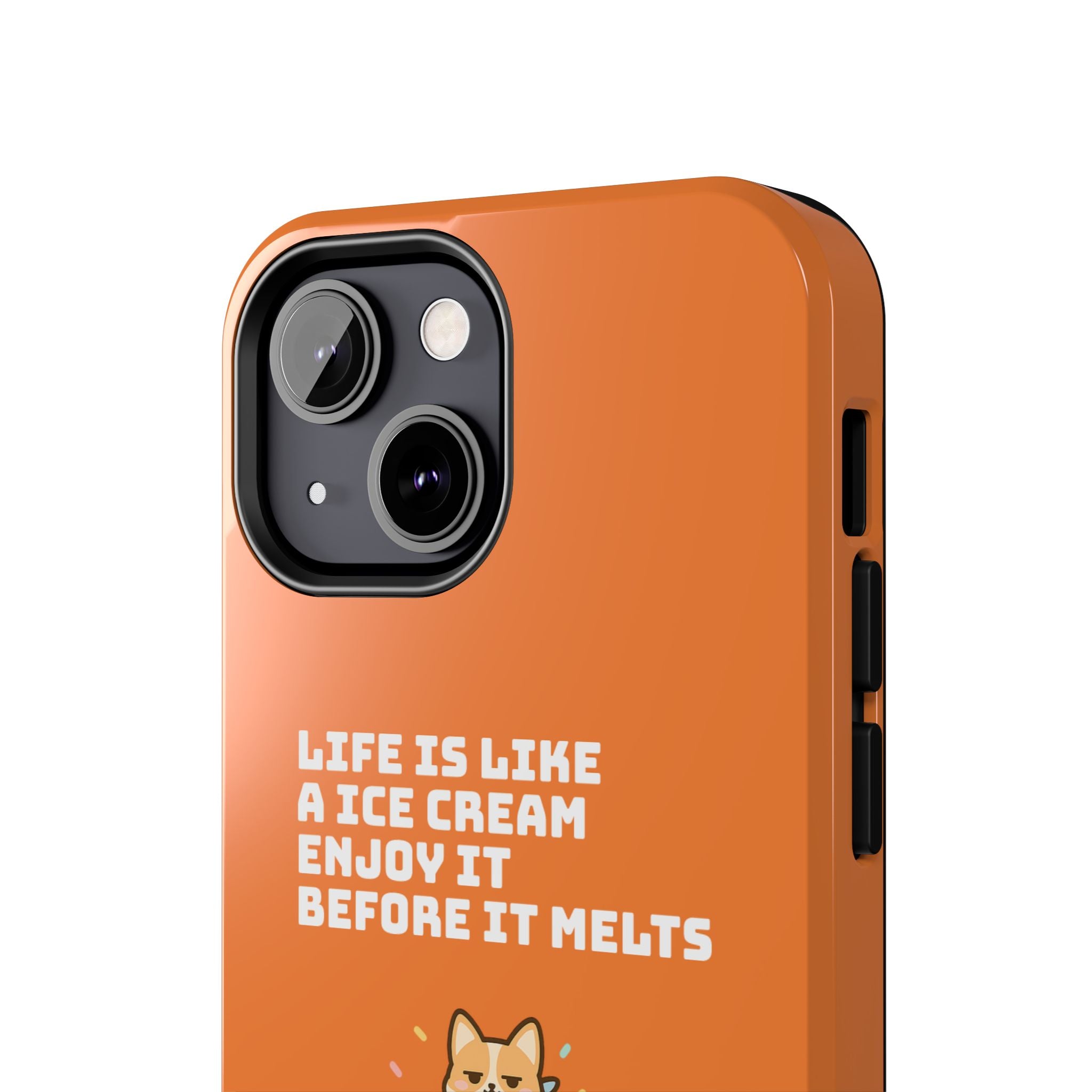 Capymo Family Ice Cream Cat Quote Phone Case – Cute Orange iPhone Cover with Motivational Saying