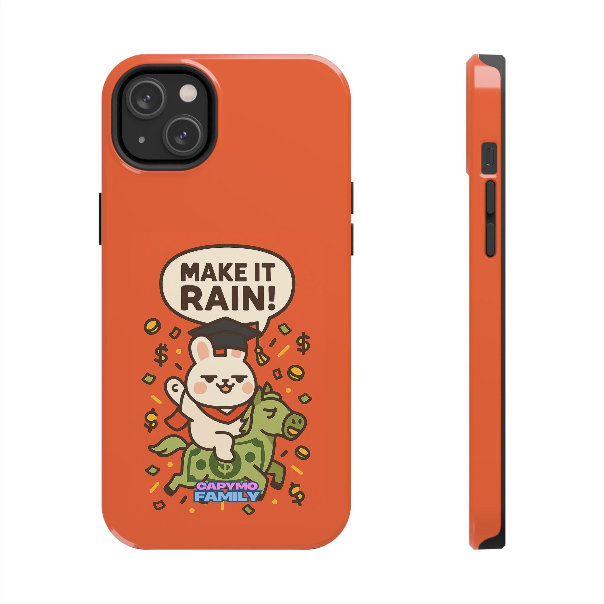 Capymo Family Playful Cute Cartoon Bunny Tough Phone Case –"Make It Rain" Bunny "Toto" Phone Case