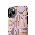 Capymo Family Kawaii Makeup Phone Case – Cute Girly iPhone Cover with Cosmetic Beauty Pattern