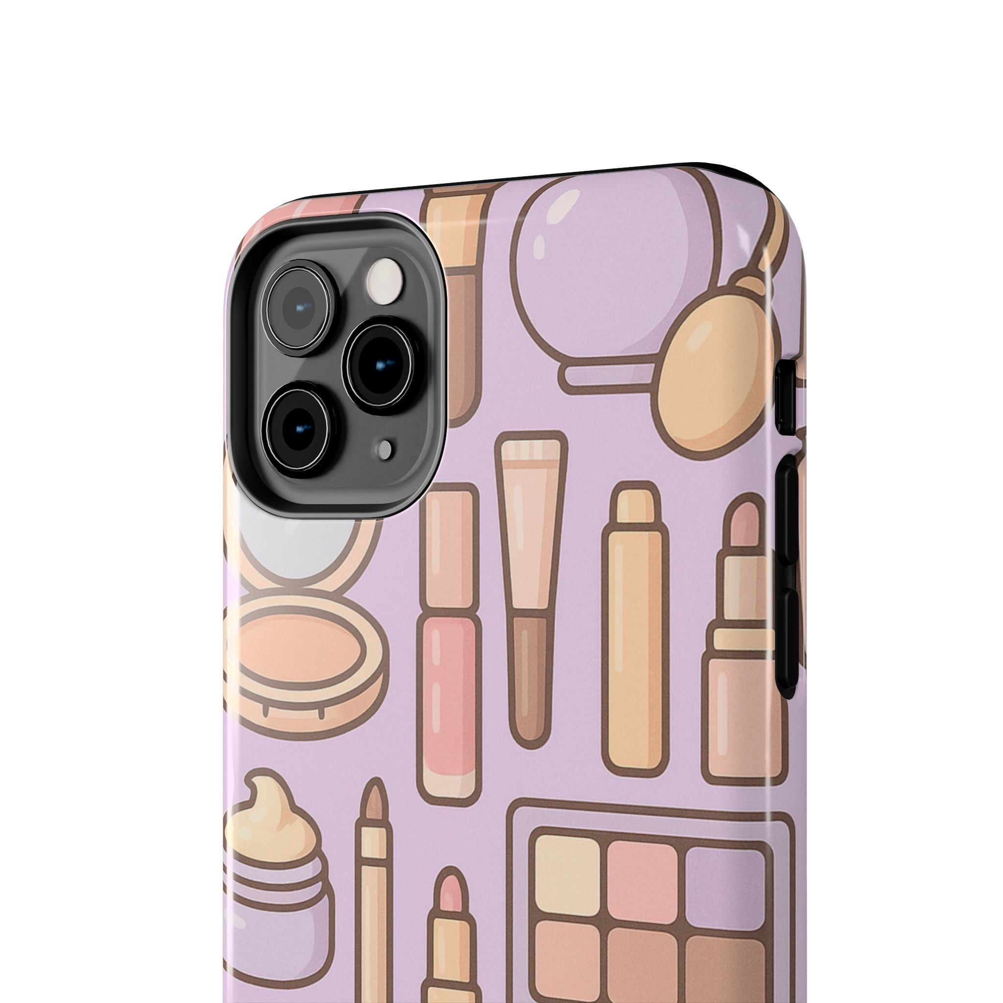 Capymo Family Kawaii Makeup Phone Case – Cute Girly iPhone Cover with Cosmetic Beauty Pattern