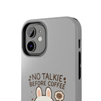 Capymo Family “No Talkie Before Coffee” Phone Case – Grumpy Bunny Morning Mood