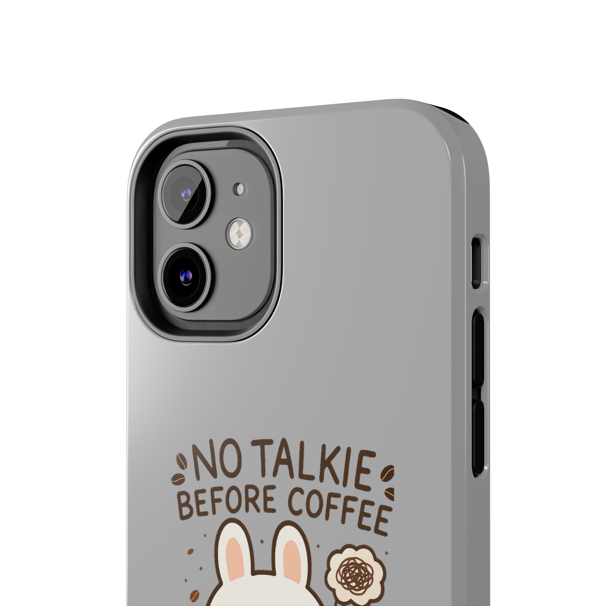 Capymo Family “No Talkie Before Coffee” Phone Case – Grumpy Bunny Morning Mood