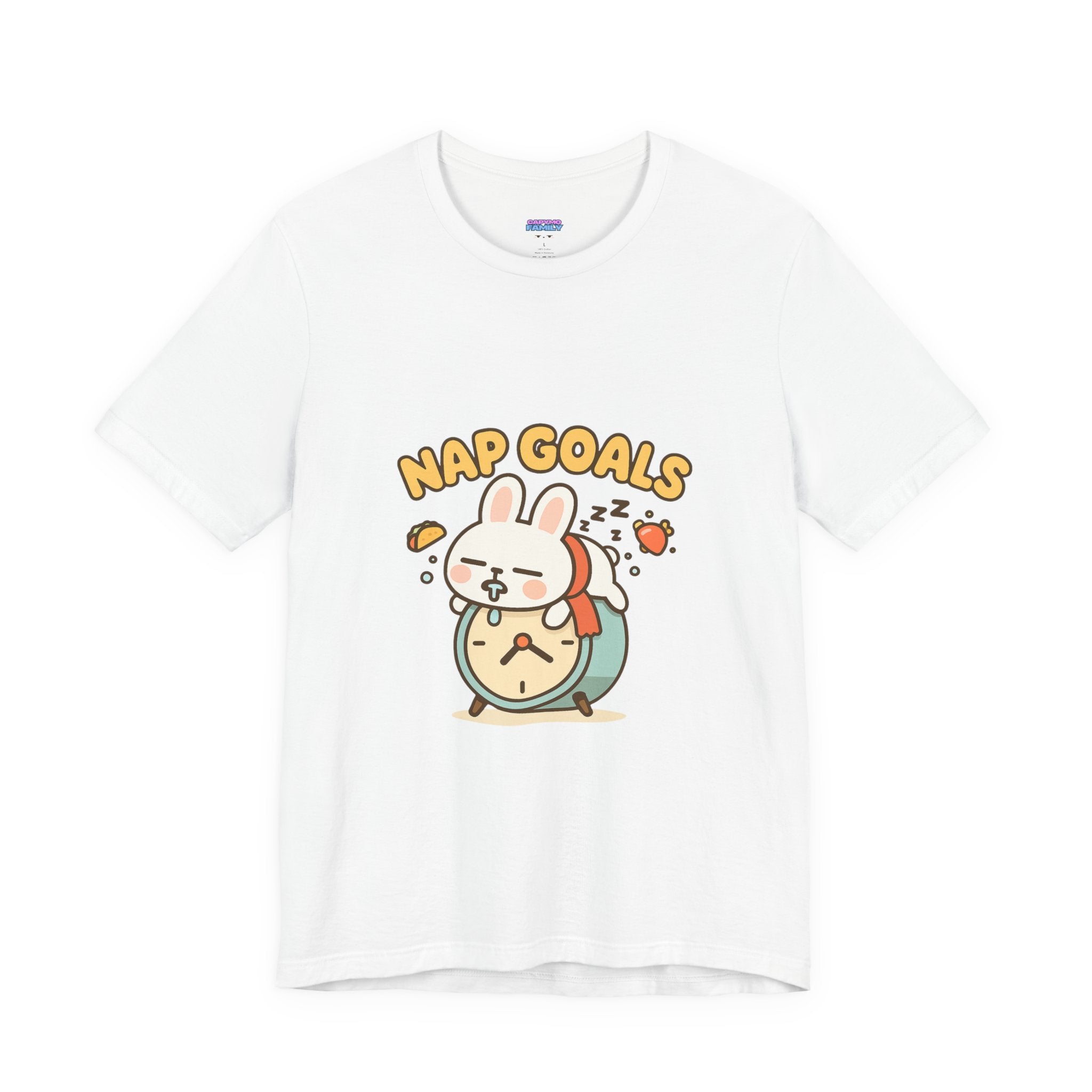 Capymo Family Kawaii Bunny Soft Cotton T-Shirt – "Nap Goals" "Toto" The Bunny Cute Tee (Unisex)