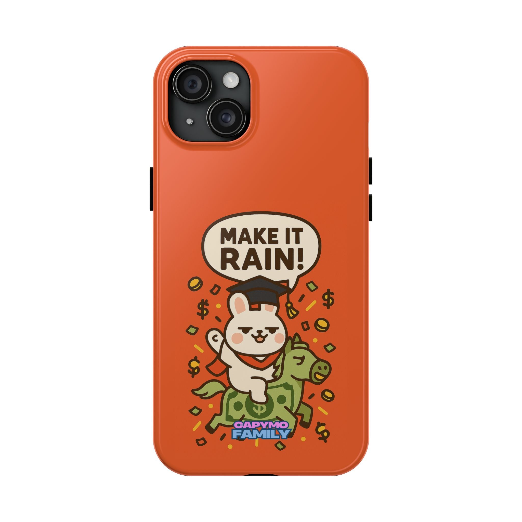 Capymo Family Playful Cute Cartoon Bunny Tough Phone Case –"Make It Rain" Bunny "Toto" Phone Case