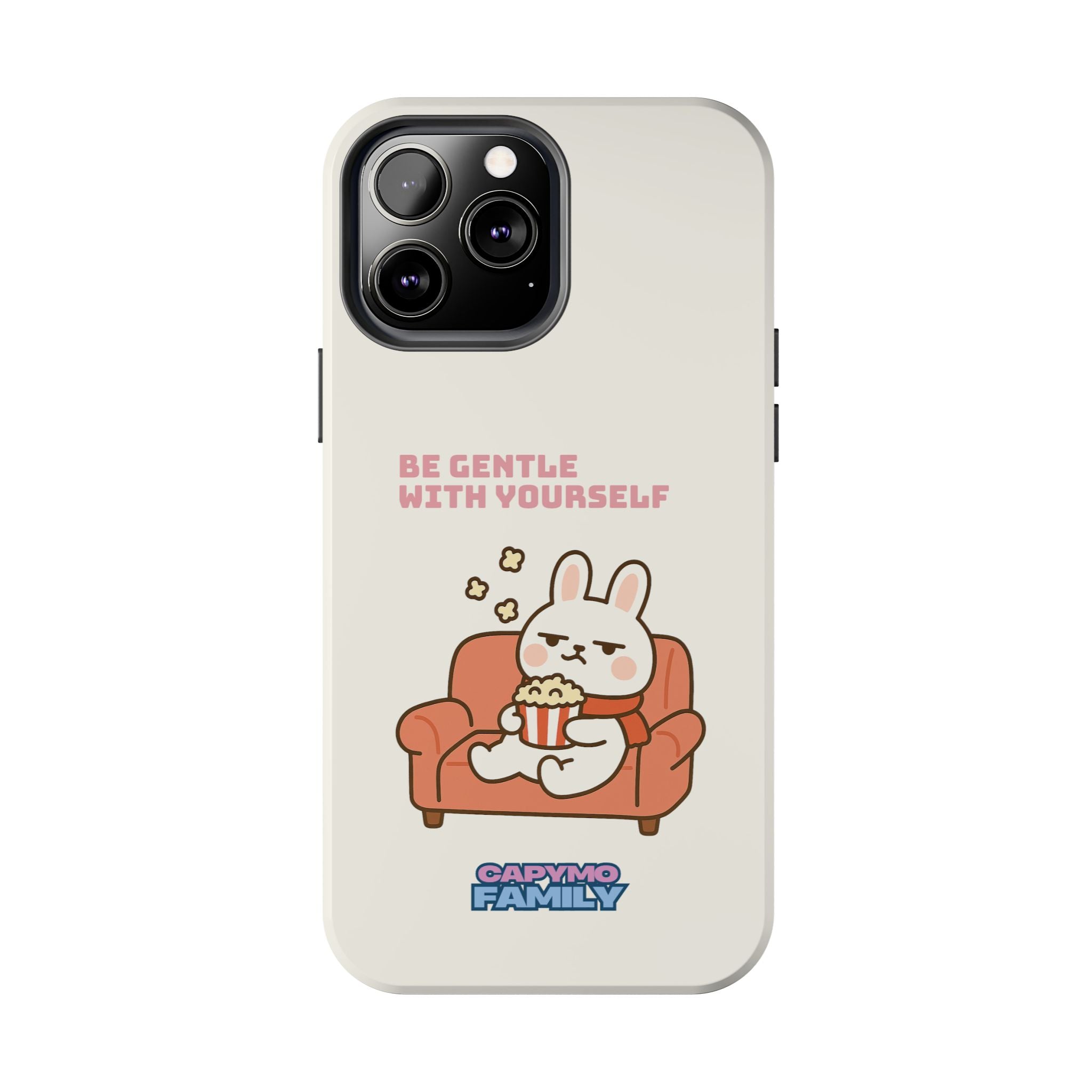 Capymo Family “Be Gentle With Yourself” Phone Case – Cozy Bunny Self-Care Quote Cover