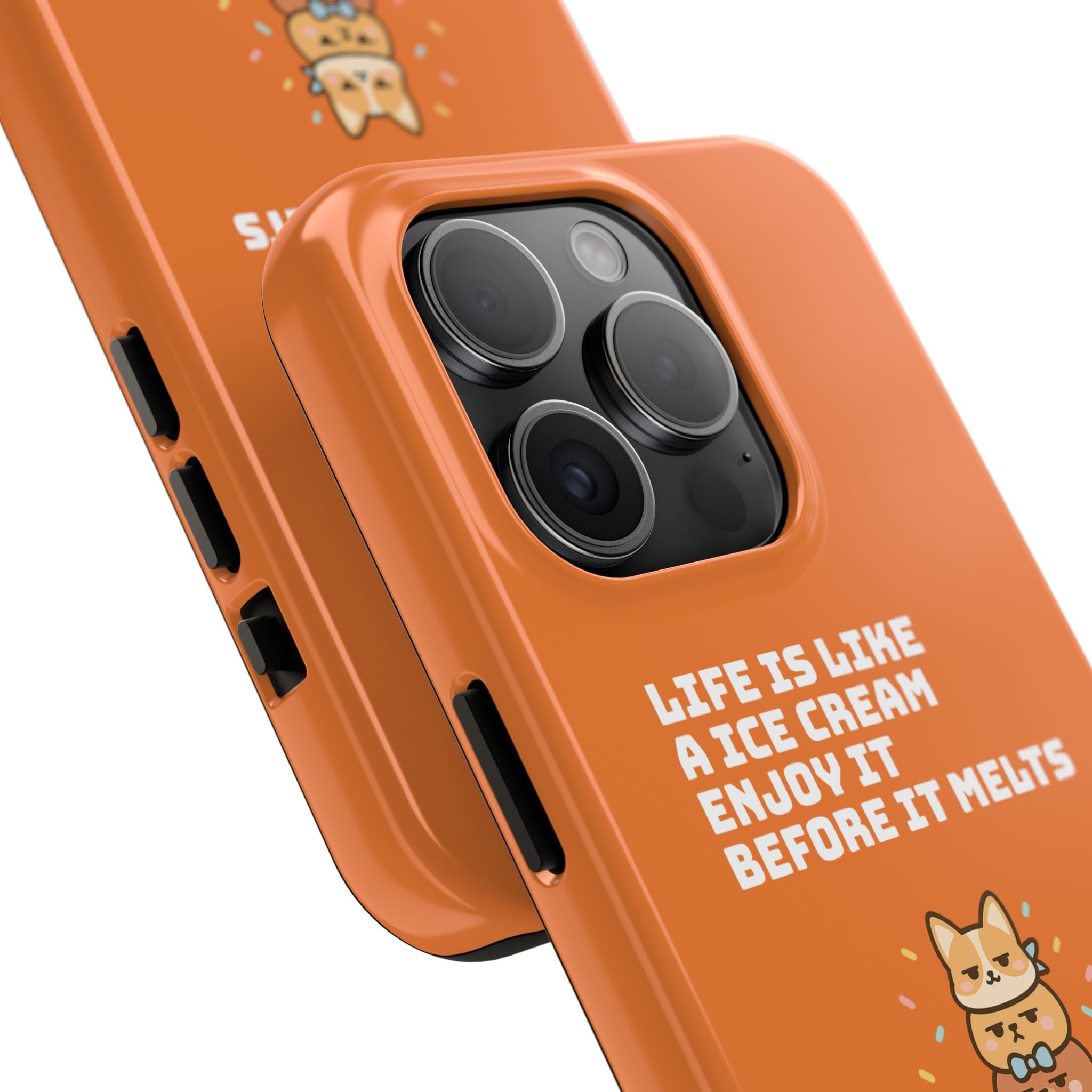 Capymo Family Ice Cream Cat Quote Phone Case – Cute Orange iPhone Cover with Motivational Saying