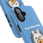 Capymo Family “Donut Worry, Be Soft” Phone Case – Cute Bunny & Donut Positive Vibes Cover