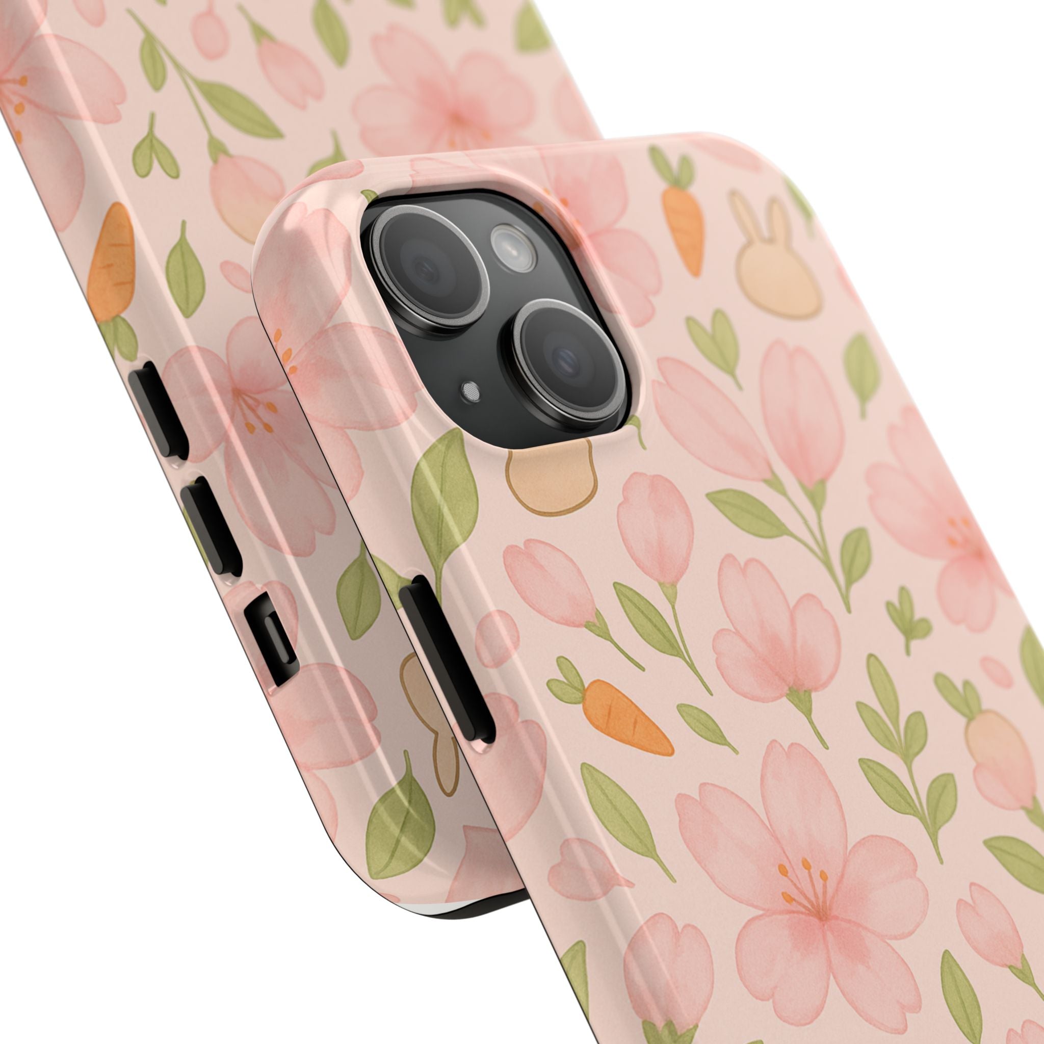 Capymo Family Bunny Blossom Spring Phone Case – Cute Floral iPhone Cover with Carrots & Sakura