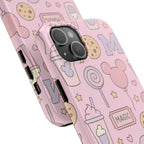 Capymo Family Kawaii Magic Snack Phone Case – Pastel Candy, Popcorn & Cookie Pattern Cover