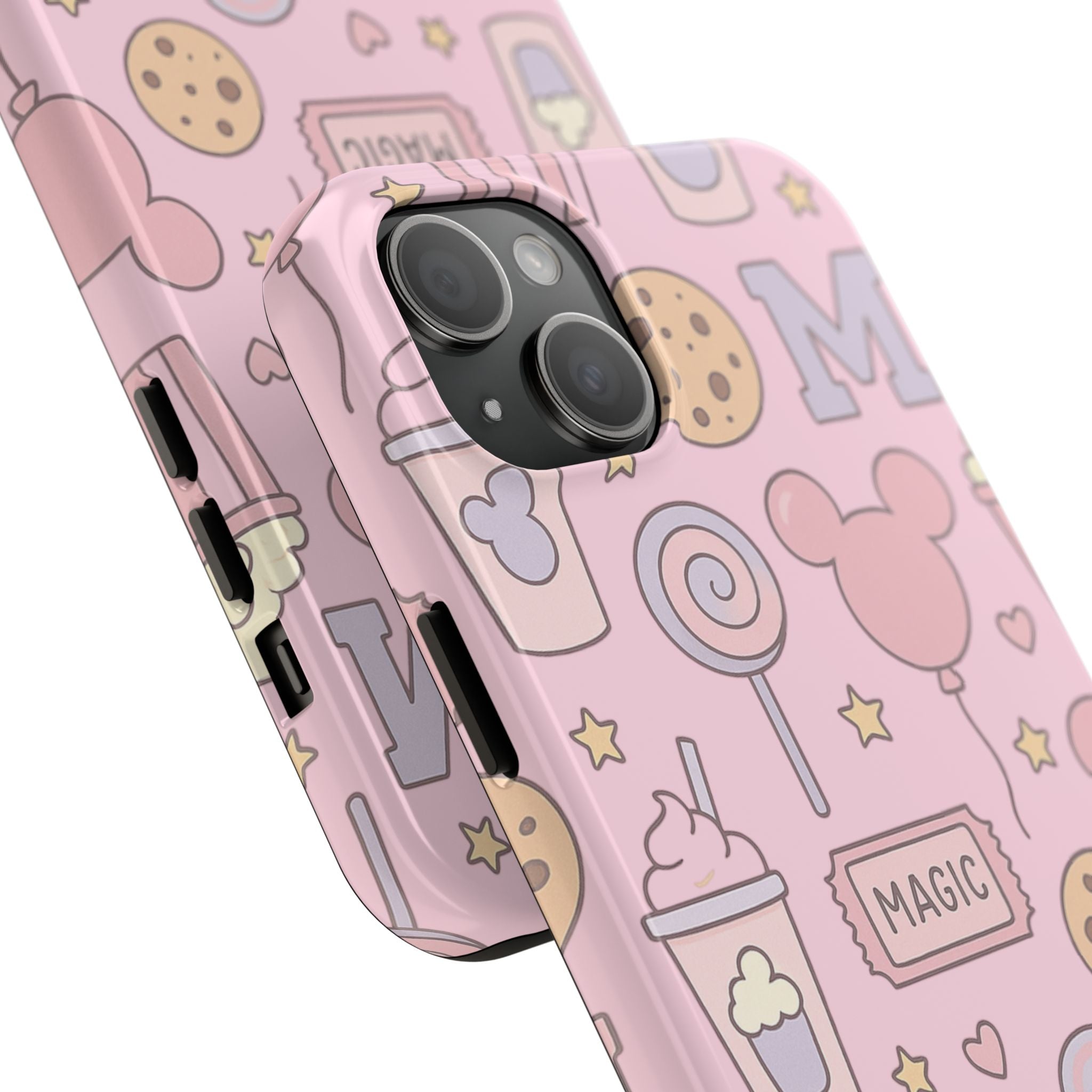 Capymo Family Kawaii Magic Snack Phone Case – Pastel Candy, Popcorn & Cookie Pattern Cover