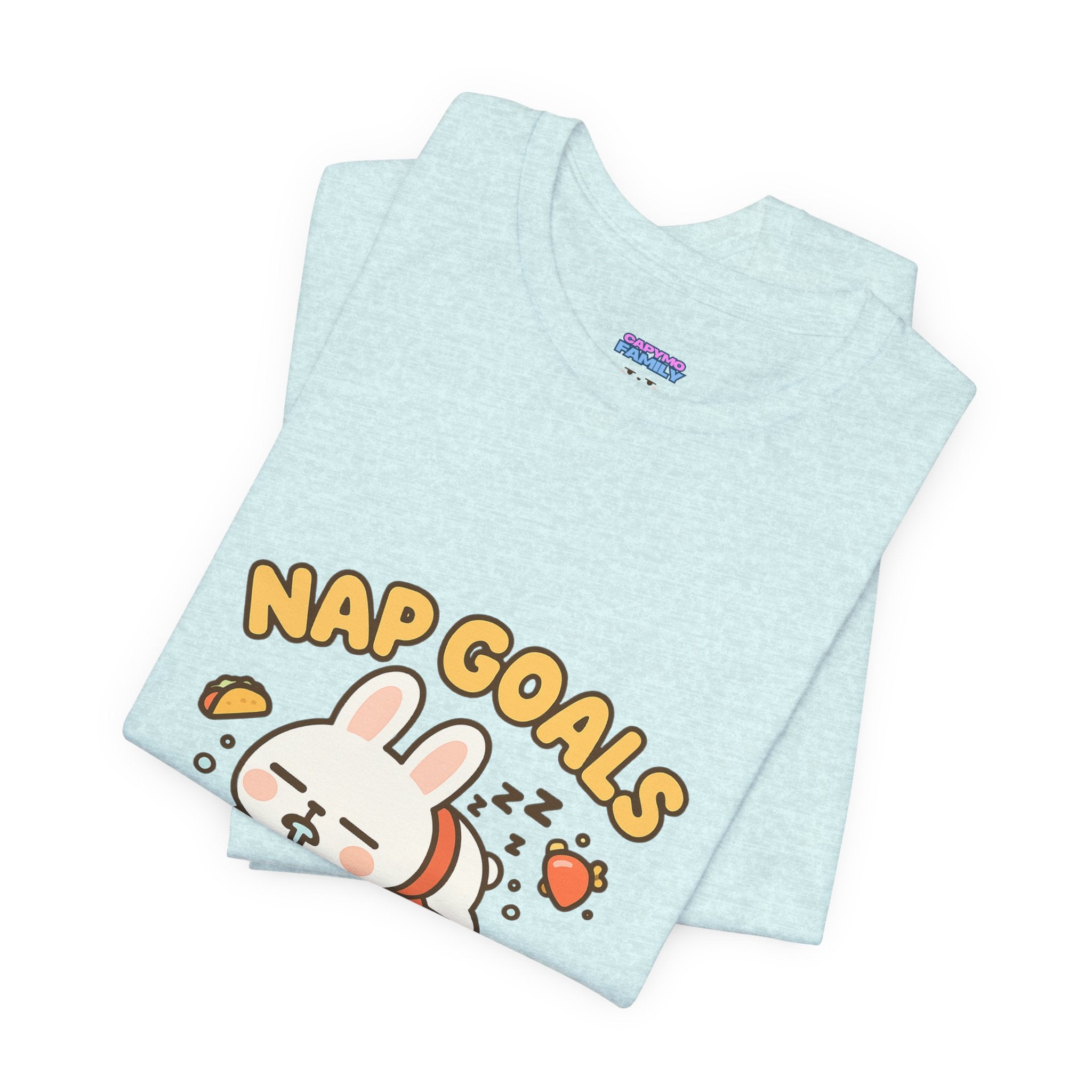 Capymo Family Kawaii Bunny Soft Cotton T-Shirt – "Nap Goals" "Toto" The Bunny Cute Tee (Unisex)