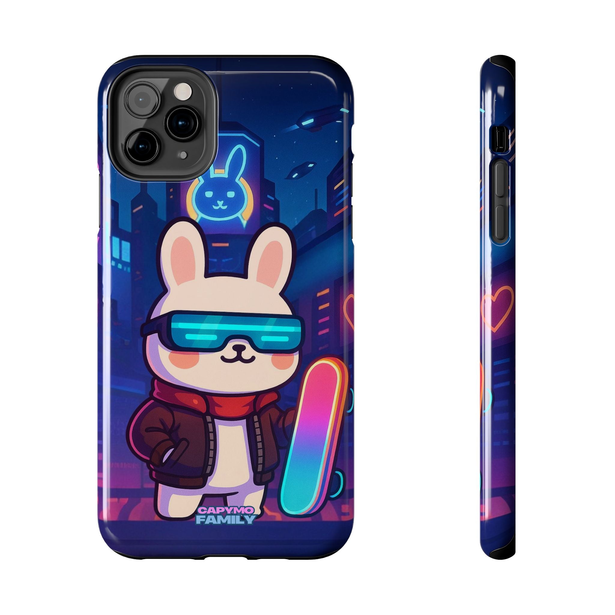 Capymo Family Cute Cartoon Bunny Tough Phone Case –Cyberpunk Bunny "Toto" Phone Case